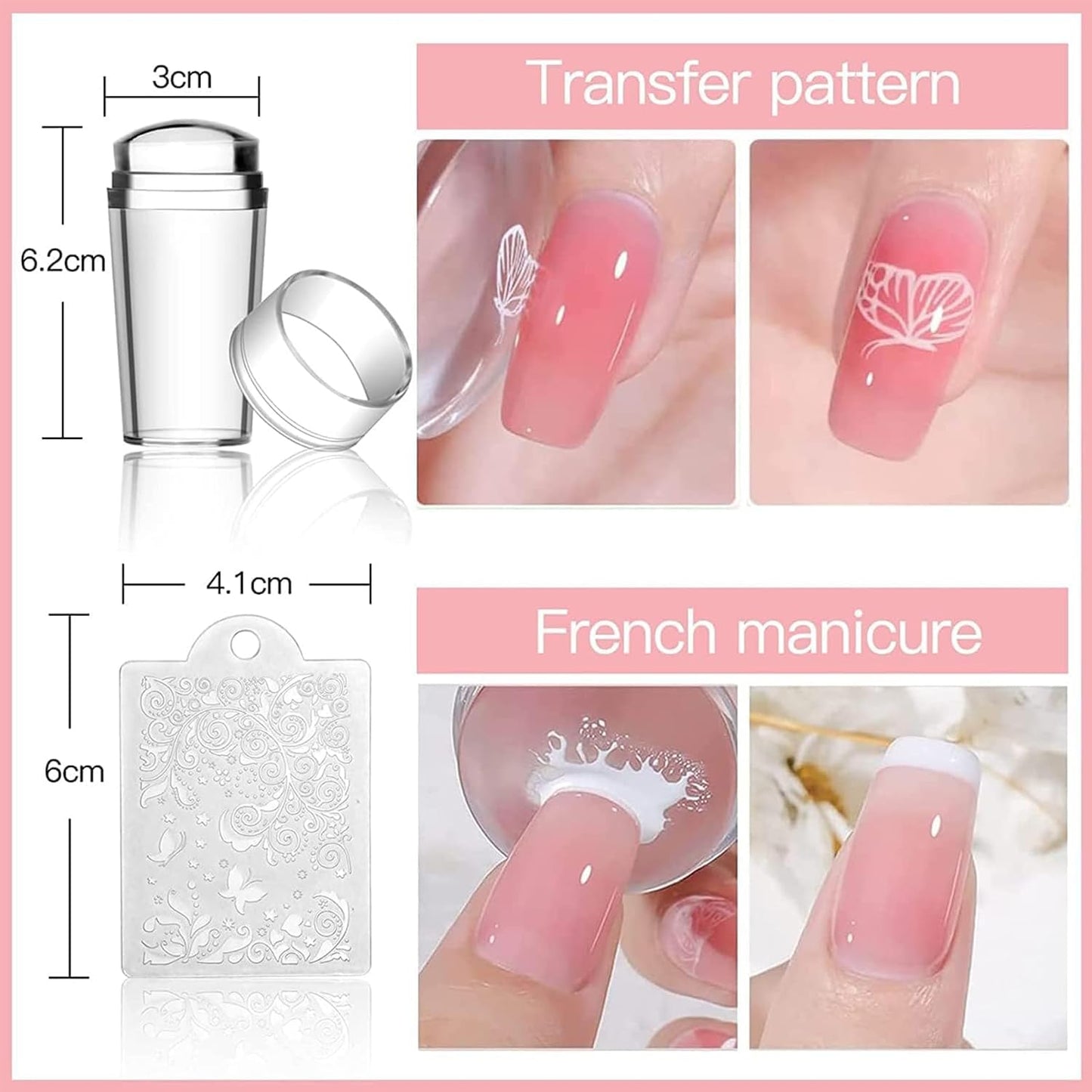 Biutee Nail Art Stamping Plates Set 10PCS French Line Stamp Templates, Nail Stamping Kit with Silicone Nail Stamper for DIY Print Manicure Salon Design Gift In Home