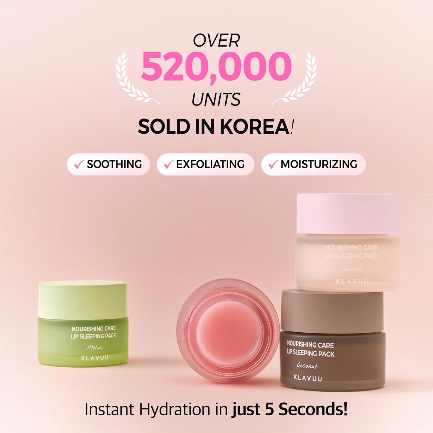 Klavuu Lip Mask Sleeping Pack (0.7oz) – Overnight Deep Hydrating Korean Lip Balm Treatment for Very Dry, Chapped Lips | Lip Lightening & Plumping with Instant Hydration | Gentle Exfoliating (Melon)