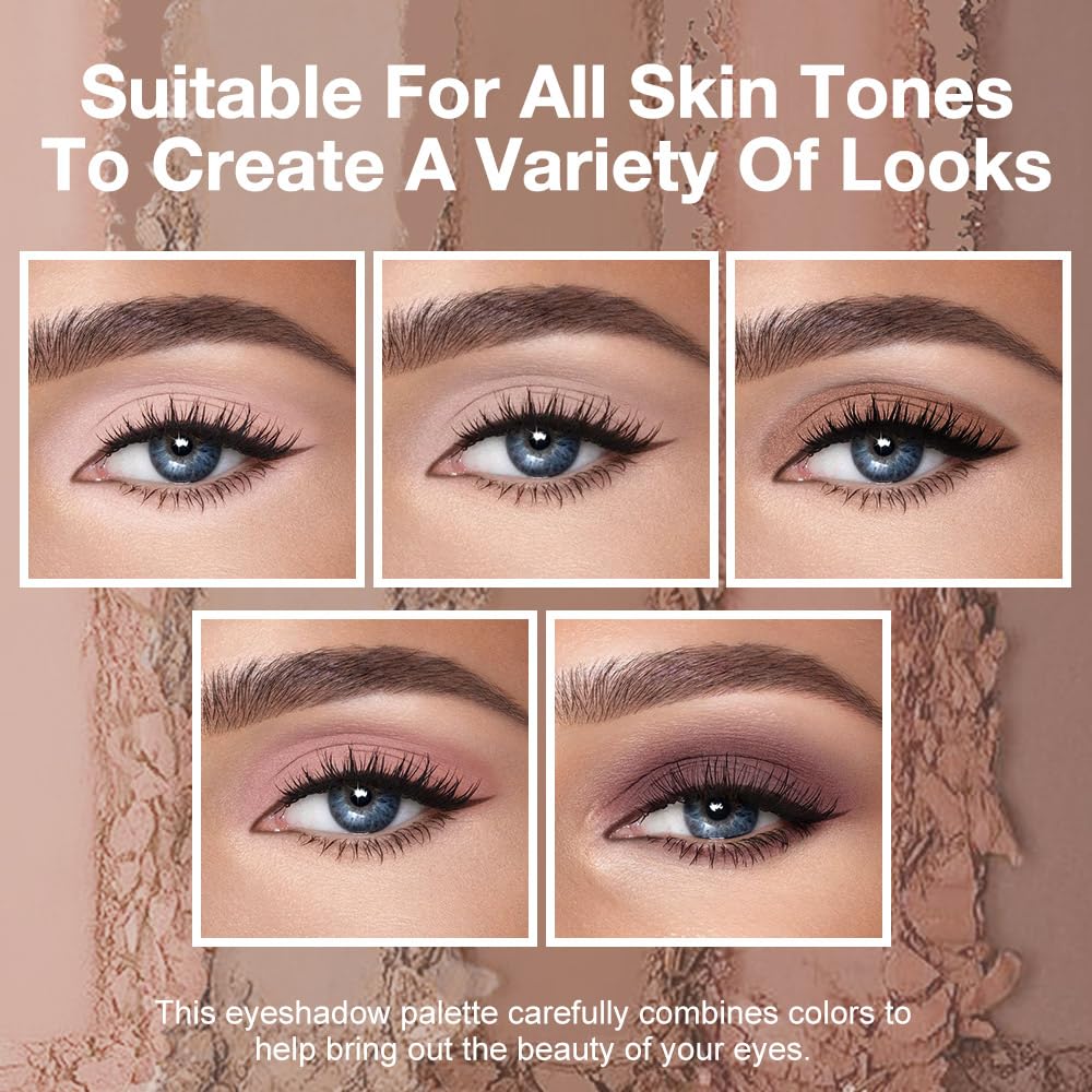 Warm Neutral Rose Brown Eyeshadow Palette – 5 Matte Shades, Soft Pink to Chocolate, Velvety Finish, Natural Everyday to Romantic Eye Looks, Blendable & Travel-Friendly Makeup for Brown Eyes 02#