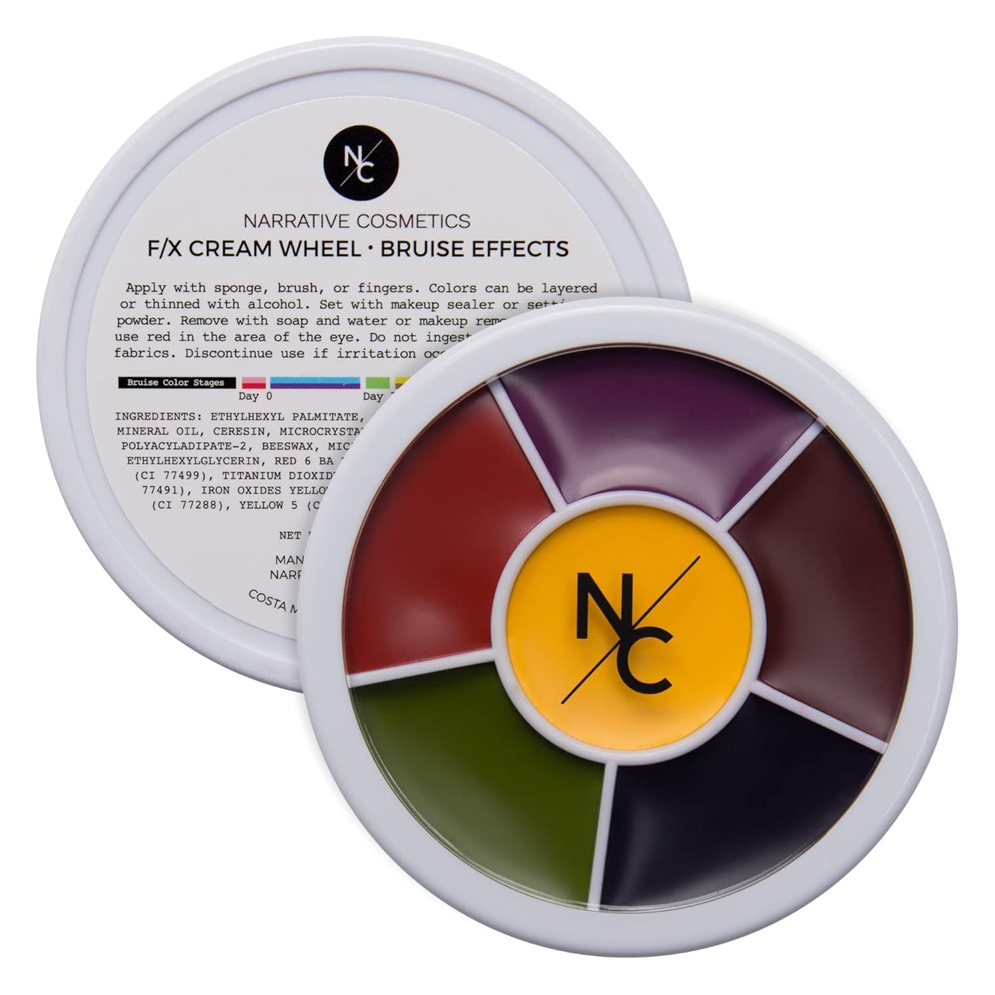 6-Color Bruise Wheel, Professional SFX Cream Makeup Palette with Foam Sponges for the Stage, Film, Costumes, Cosplay