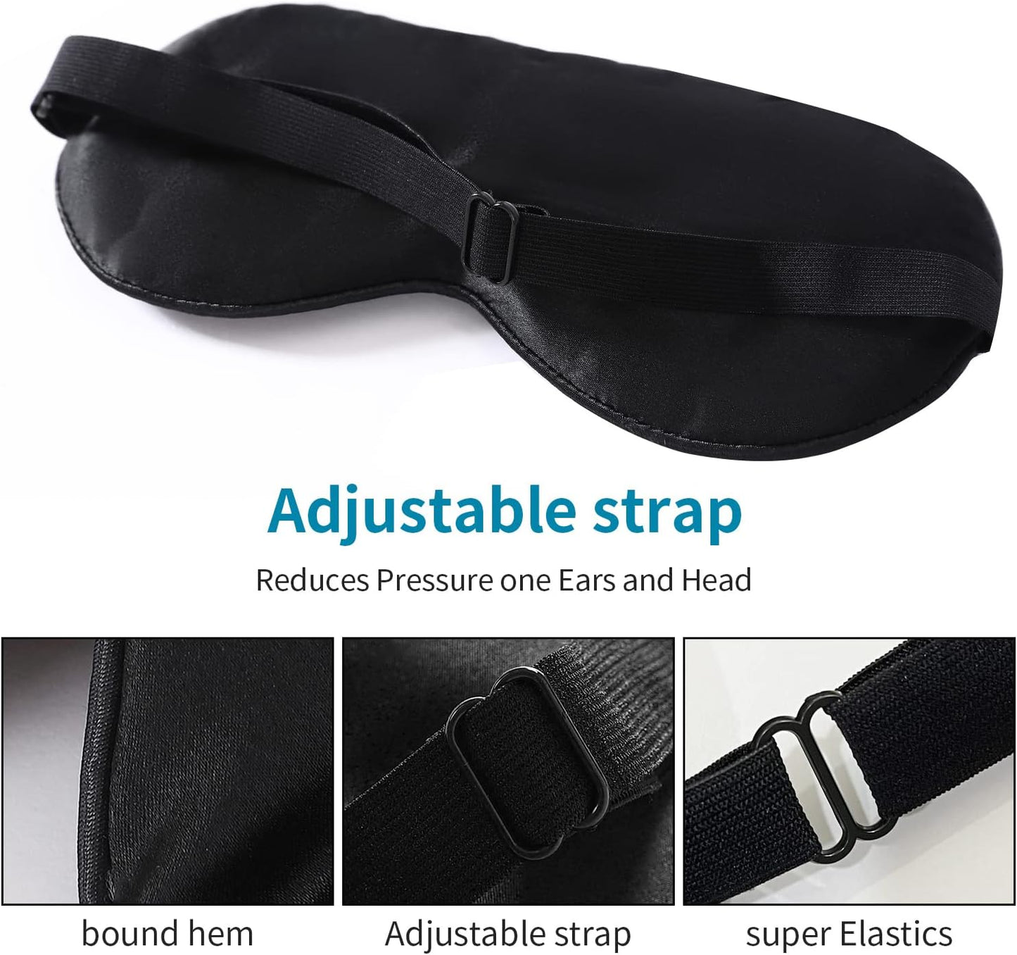 2-Pack 100% Real Natural Silk Eye Mask, Silk Sleeping Mask, Shade Puffy Eye Gift with Adjustable Straps, Sleep Eye Mask, SHJINJU Eye Mask Shade (Black and Dark Green)