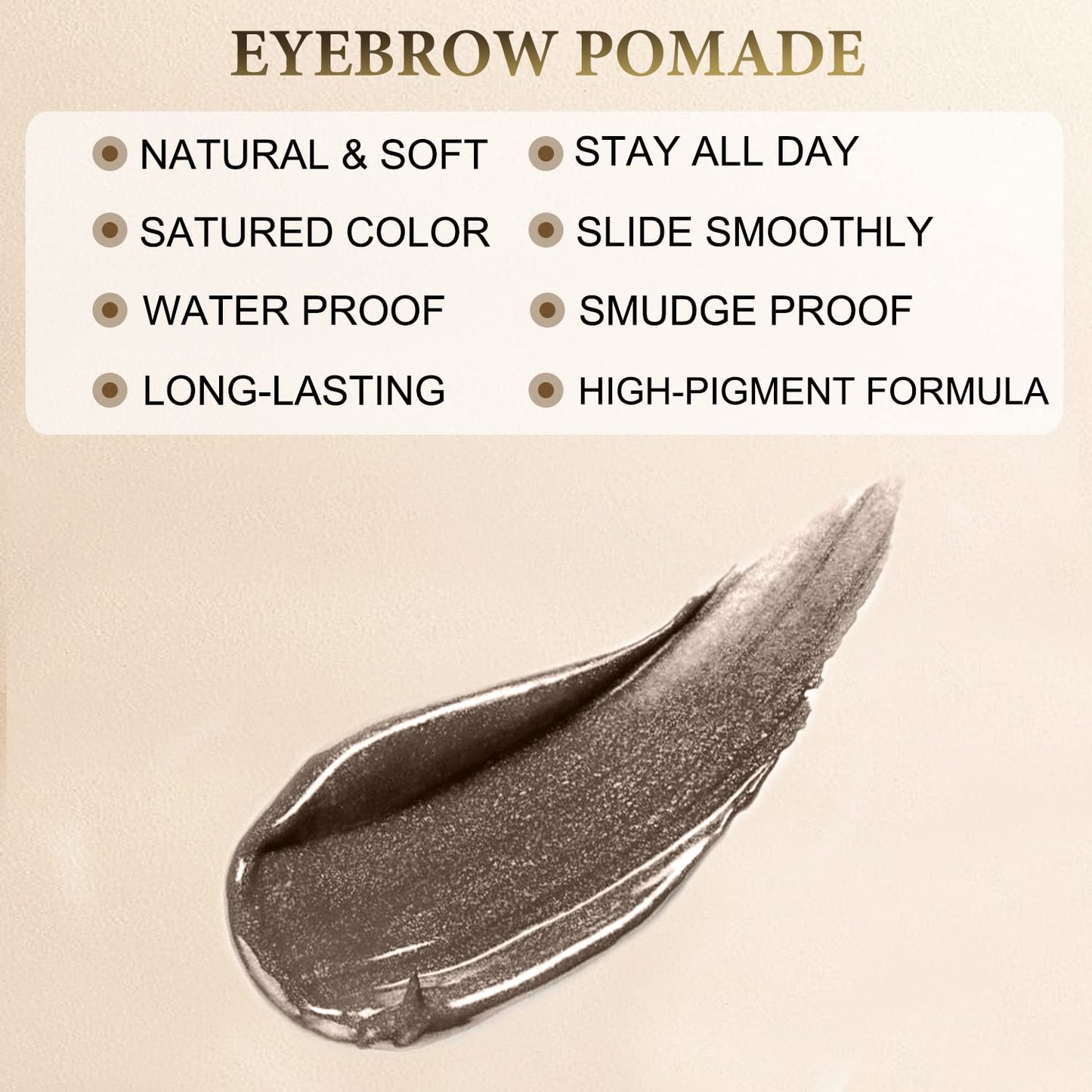 Eyebrow Stamp Stencil Kit for Eyebrows, Brow Stamp Trio Kit with Waterproof Eyebrow Pencil, Eyebrow Pomade, 20 Eyebrow Stencils, Dual-ended Eyebrow Brush and Sponge Applicator - Black Brown