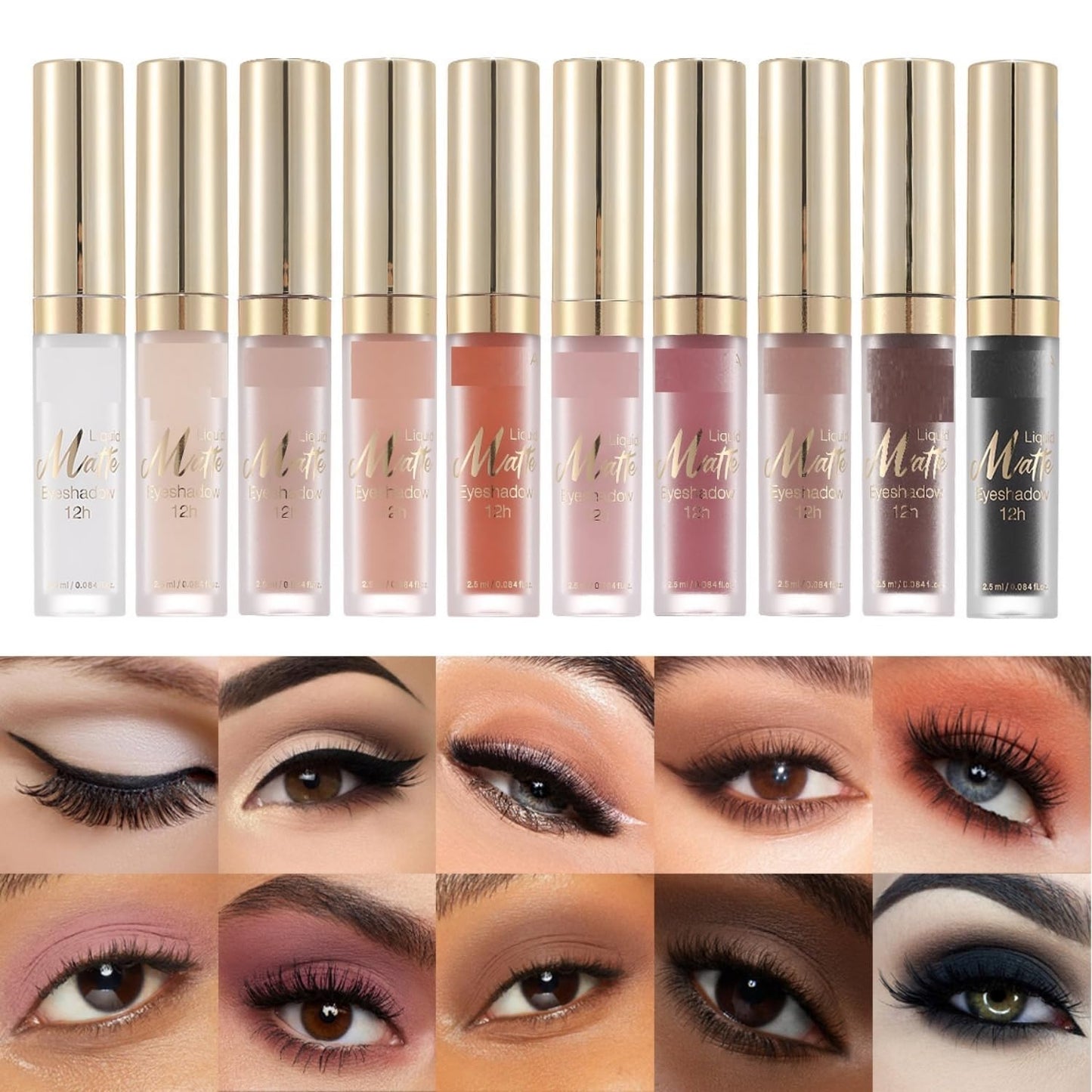 MAEPEOR Matte Liquid Eyeshadow 10 Colors Naked Smooth Creamy Eyeshadow Long Lasting and Waterproof Lightweight Cream Eye Shadow (P02 Cedar)