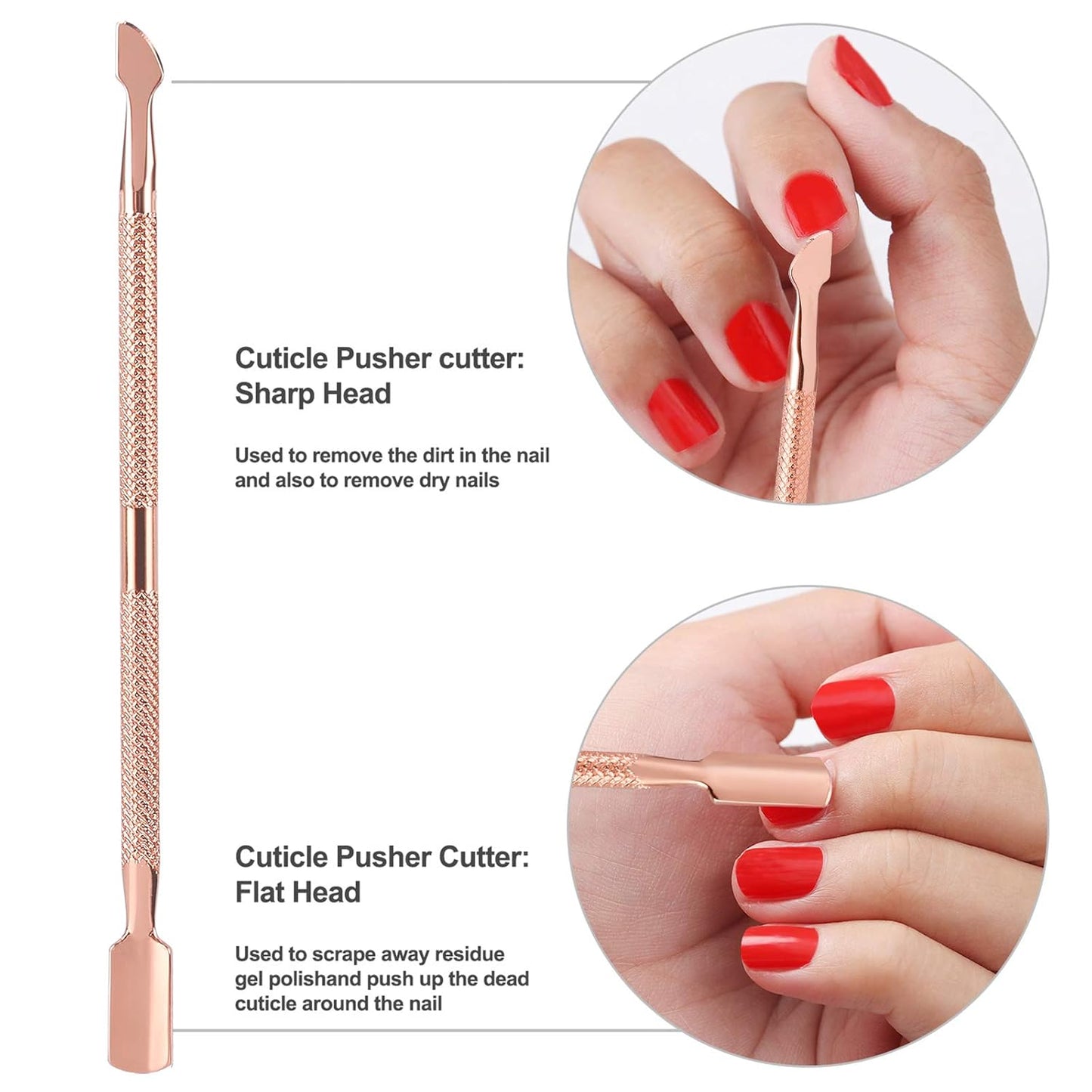 Cuticle Trimmer with Cuticle Pusher and Cutter,YINYIN Cuticle Remover Cutter Nipper Clippers Durable Pedicure Manicure Tools for Fingernails and Toenails(D501-RoseGold)…