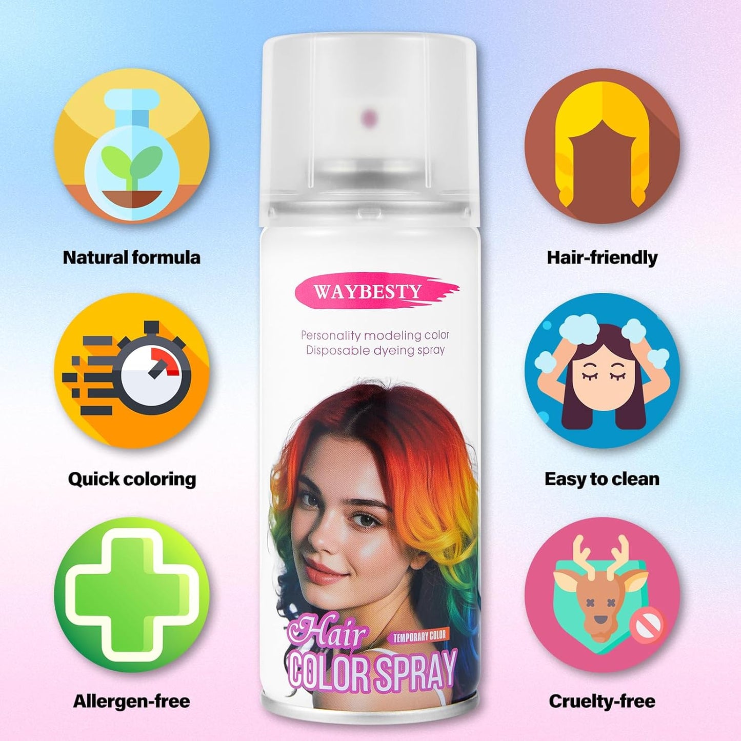 Temporary Hair Color Spray For Women Kids Men, Washable Temporary Hair Dye Spray One Day Hair Color Wax Non-Sticky For Cosplay Party DIY, Christmas Party, Halloween Crazy Hair Day (Black, 4.06 oz)