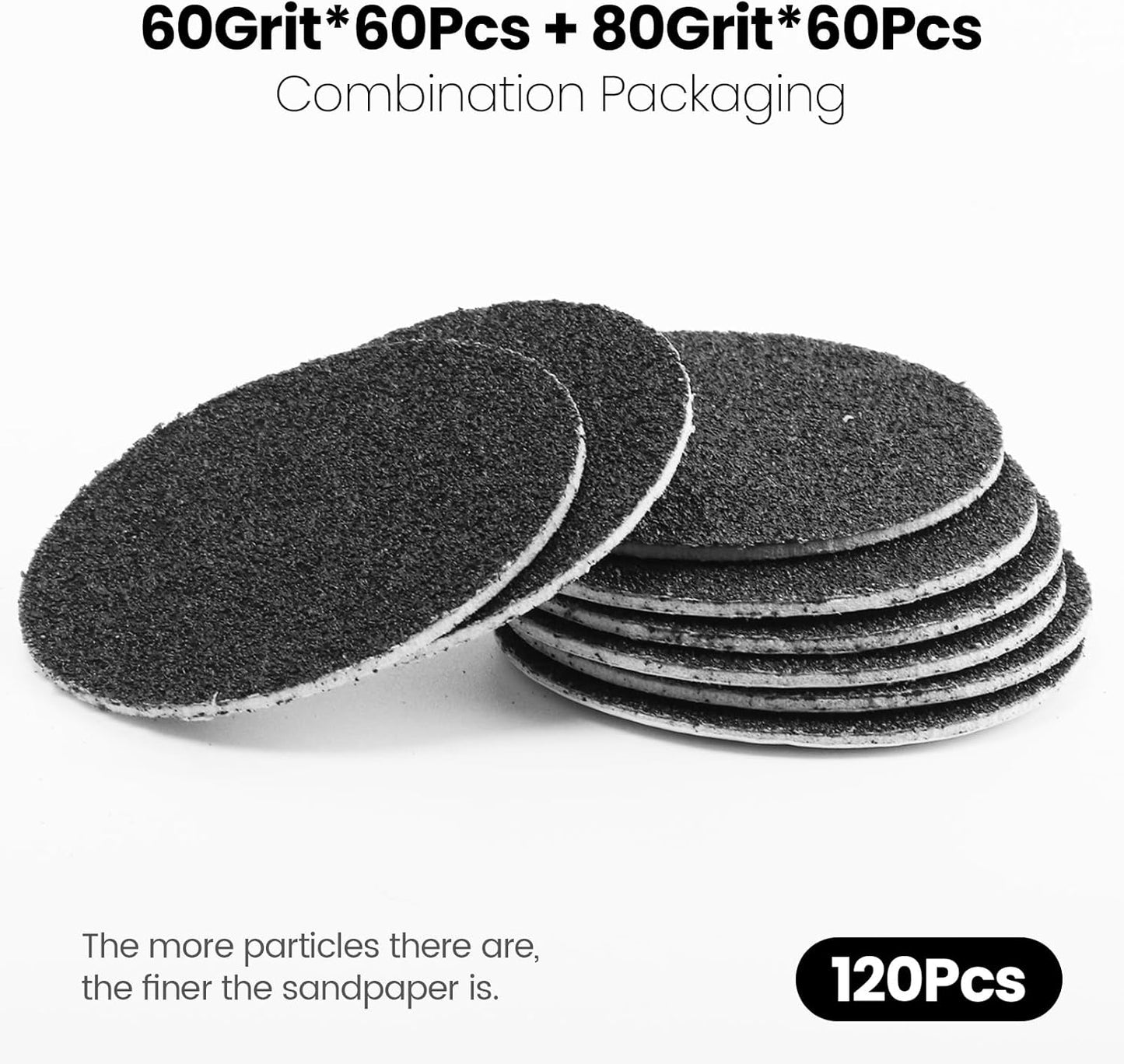 120pcs Replacement Sandpaper Refill Discs for Electric Foot File Callus Remover Tool for Men Women Dead Cracked Hard Skin (60 Grit+80 Grit)