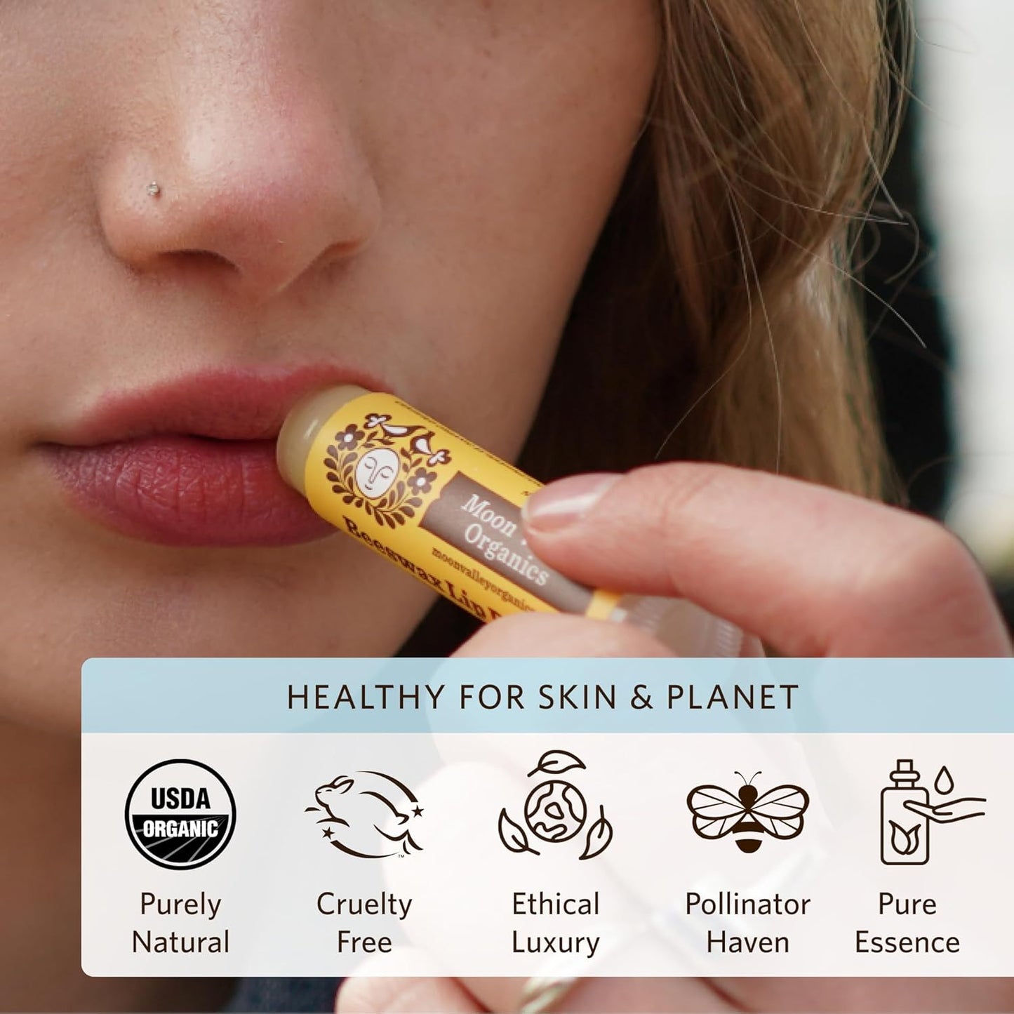 Moon Valley Organics Beeswax Lip Balm for Moisturizing Lips and Cuticles (COOL MINT VANILLA, 6-Pack)