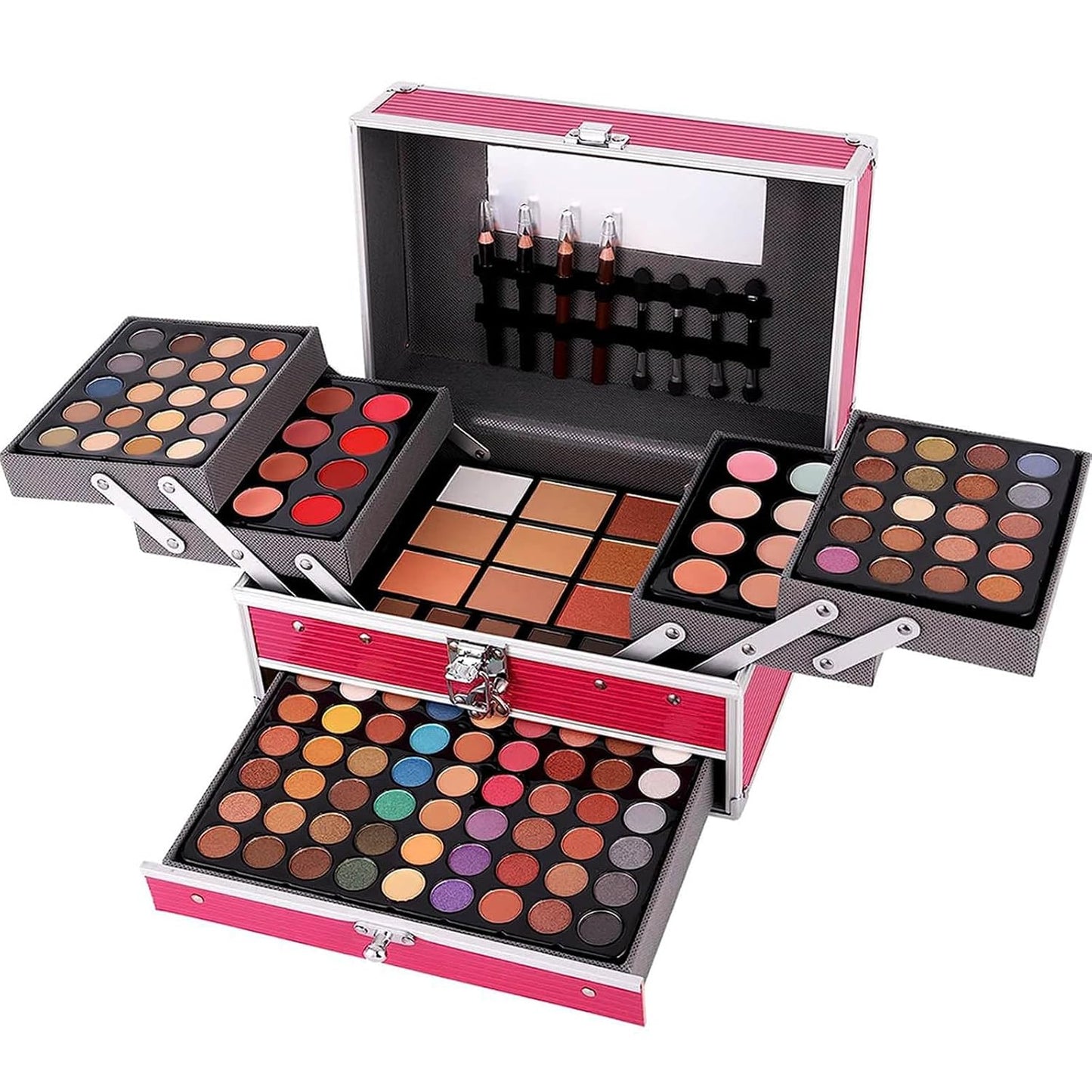 132 Color All In One Makeup Kit,Professional Makeup Case,Makeup Set for Teen Girls,Makeup Palette,Multicolor Eyeshadow Kit (006N1-Pink)