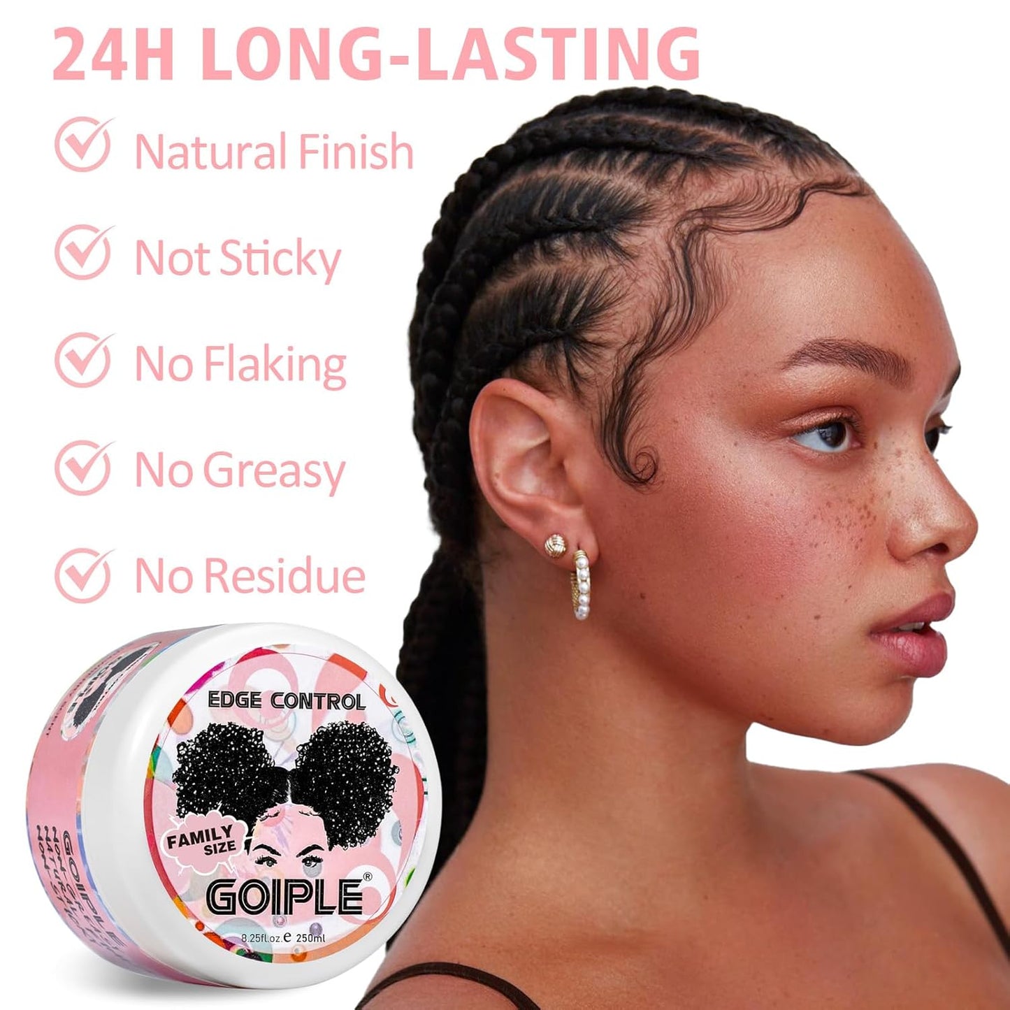 8.25 OZ Edge Control Wax for Women Strong Hold Non-greasy Edge Smoother, Edge Control for Back Hair Extreme Hold Pack, Hair Gel for All Hair Types, No Flaking, Extra Hold Water-based Edge Stay Gel Set