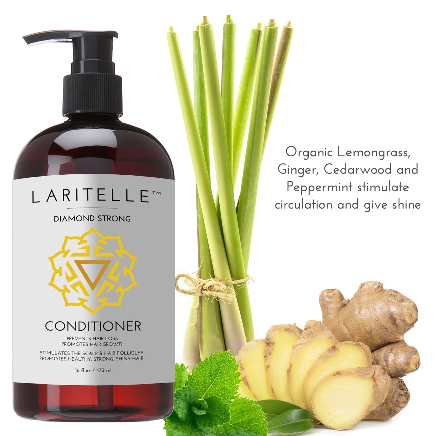 Organic Conditioner 16 oz. Rosemary, Ginger, Cedarwood. Promotes Hair Growth, Prevents Hair Loss GF