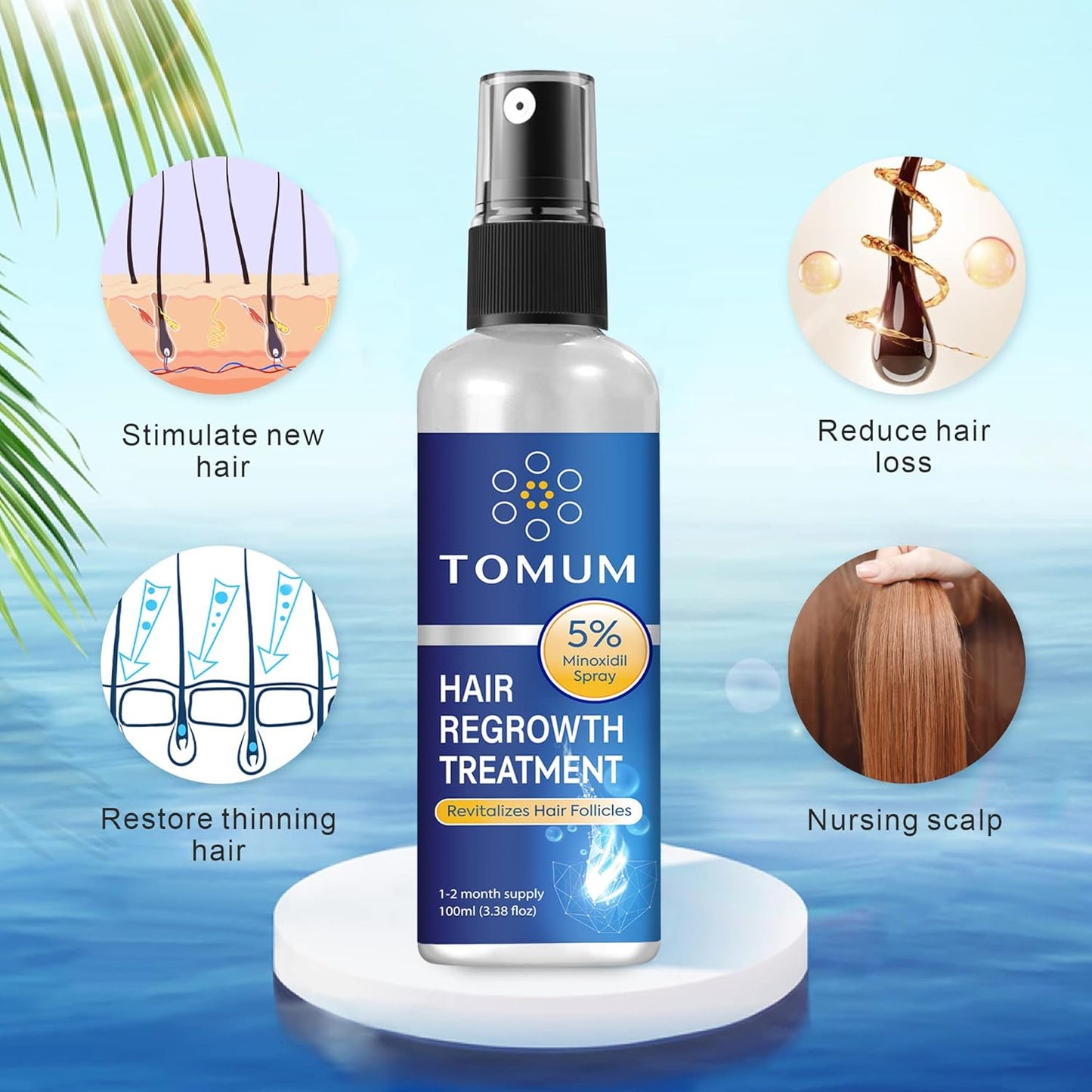 Minoxidil for Men and Women Hair Growth: 5% Minoxidil Spray Hair Regrowth Treatment Serum Stop Hair Thinning and Hair Loss For Stronger Thicker Longer Hair 100ml