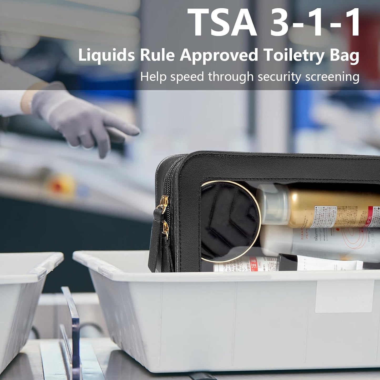 Clear Makeup Bag Small, TSA Approved Portable Toiletry Bag with Zipper Cosmetic Travel Bag Makeup Organizer Case Mini Makeup Pouch for Purse Car Organizer Bag for Women Men