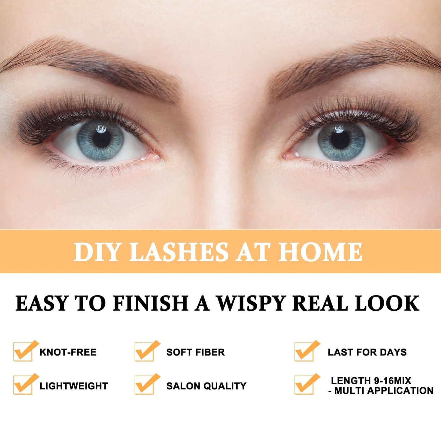 B&Qaugen Individual Lashes 280 Cluster Lashes Clusters Eyelash Clusters 10D 20D DIY Eyelash Extension Lash Clusters Extensions C D Curl Cluster Eyelash Extensions（10D-D-9-16 mix）