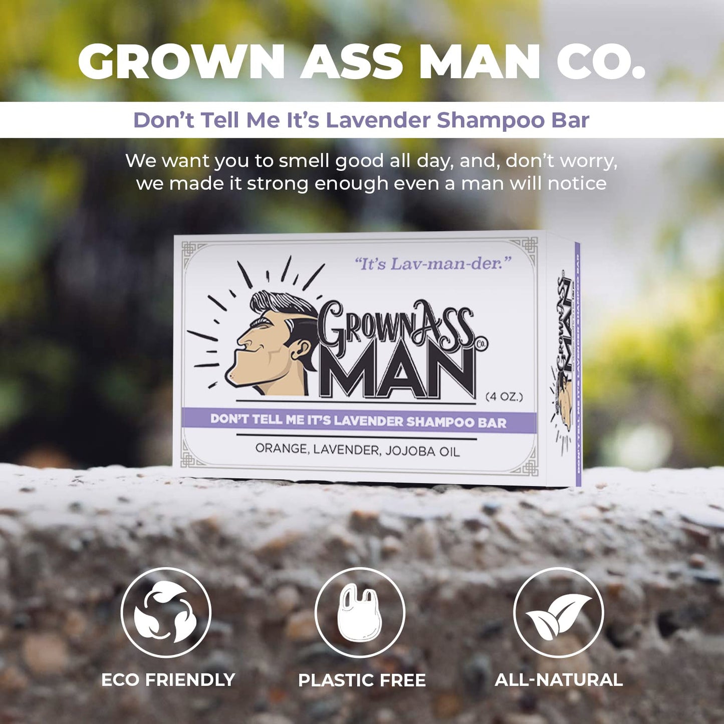Solid Shampoo Bar Rich Lather 3 in 1: Hair, Beard & Body Wash - Plastic Free & Eco-Friendly, Natural & Organic for All Hair Types, 4oz Bar (Don't Tell Me It's Lavender, 6-Pack)