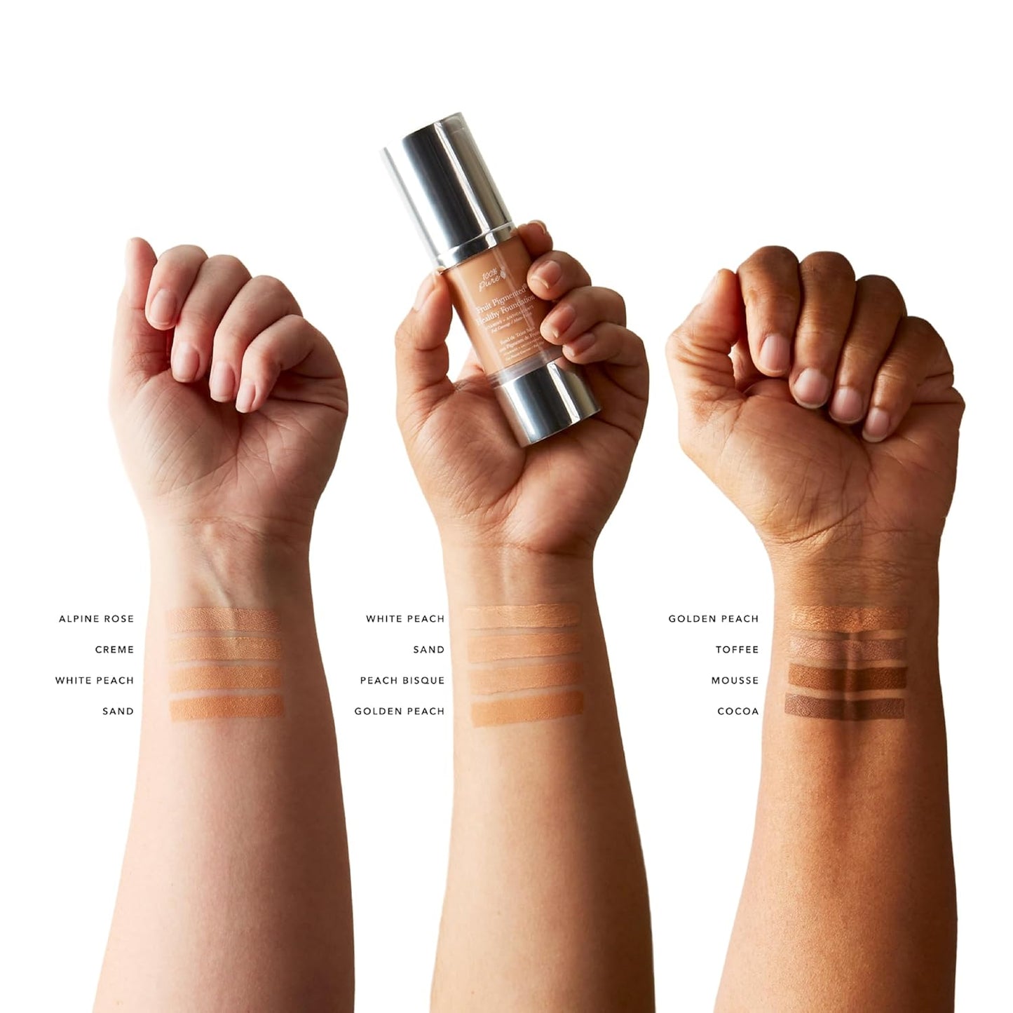 100% PURE Fruit Pigmented Healthy Foundation, Alpine Rose, Liquid Foundation Makeup, Anti-aging, Full Coverage, Matte Finish - 1 Fl Oz