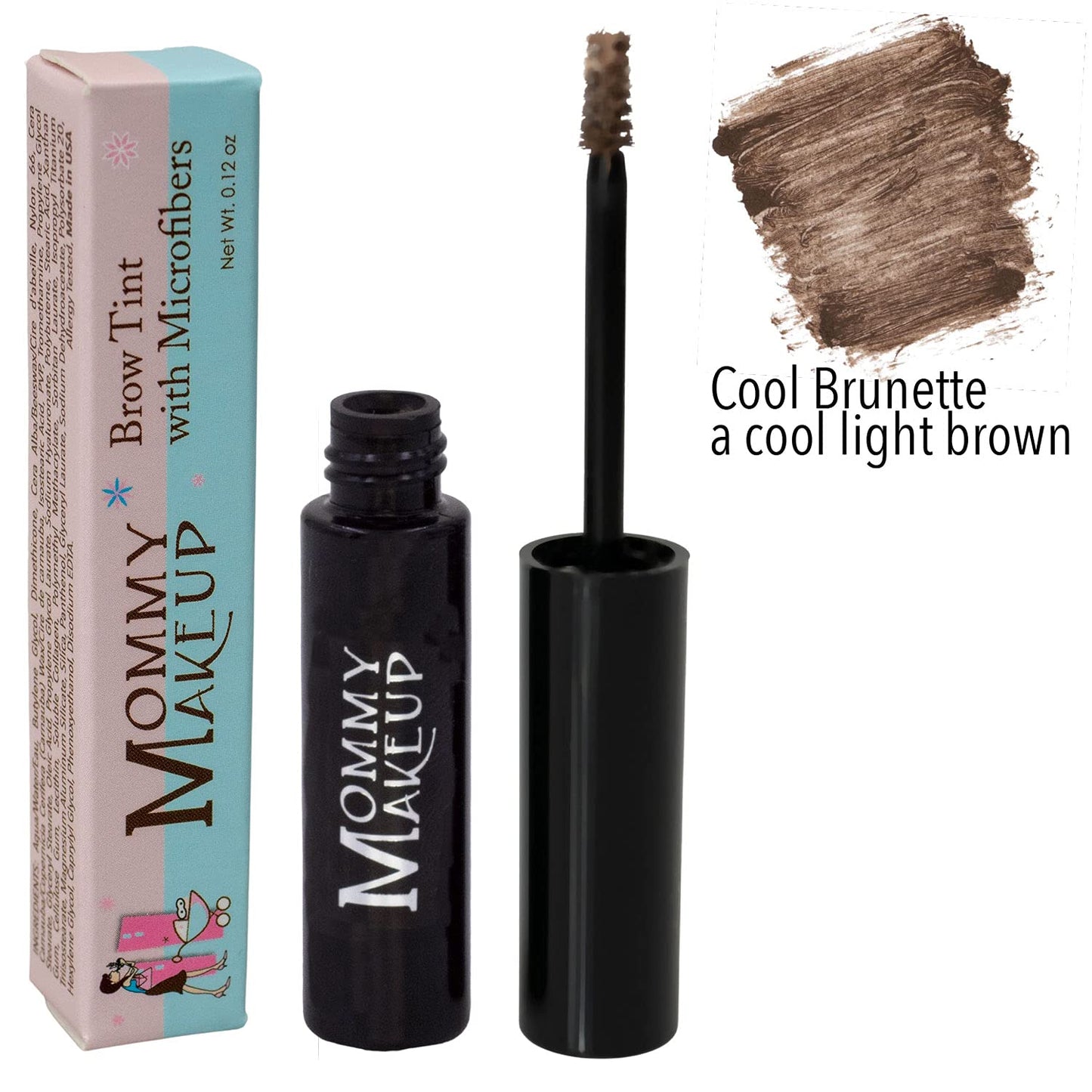 Brow Tint with Microfibers - 4-in-1 Tinted Eyebrow Gel to Groom, Hold, Sculpt & Color Your Brows, Covers Gray Hair - Water Resistant, Clump-Free, Long Lasting (Cool Brunette) by Mommy Makeup