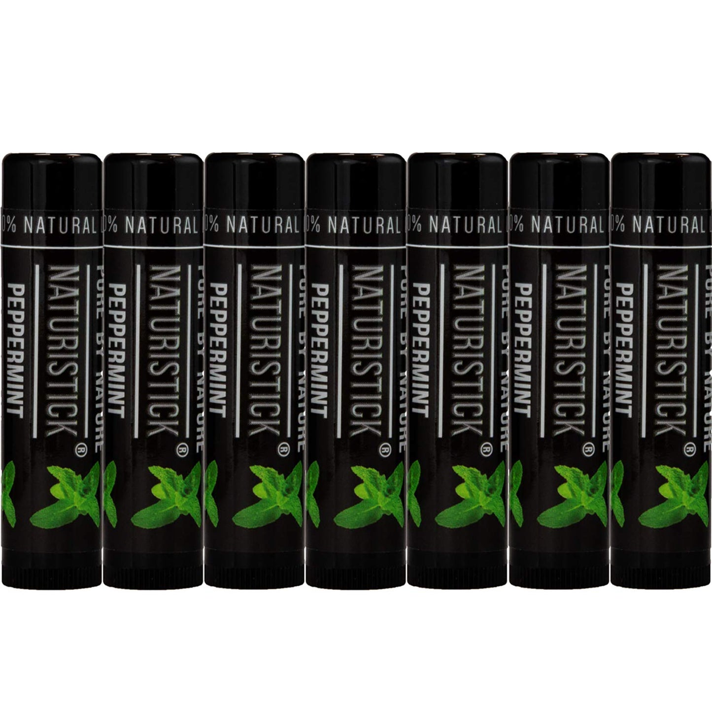 Naturistick Premium Beeswax Lip Balm for Dry, Chapped Lips | 100% Natural Lip Care | Coconut Oil, Shea Butter, Aloe Vera | Moisturizing, Chemical-Free Chapstick | 7 Pack Black Peppermint | Made in USA