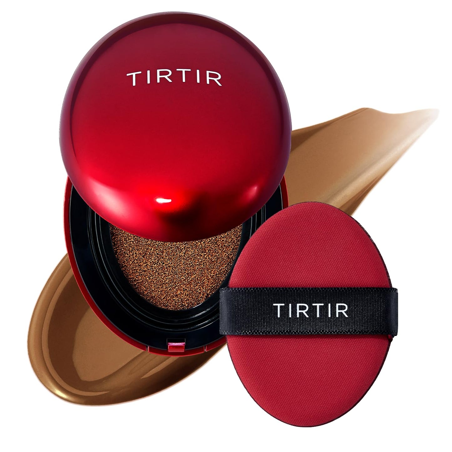 [*Mini Size*] TIRTIR Mask Fit Red Cushion Foundation | Long-Lasting, Lightweight, Buildable Coverage, Semi-Matte Finish, Korean Cushion Foundation (#45W Chestnut, 0.15 Oz)