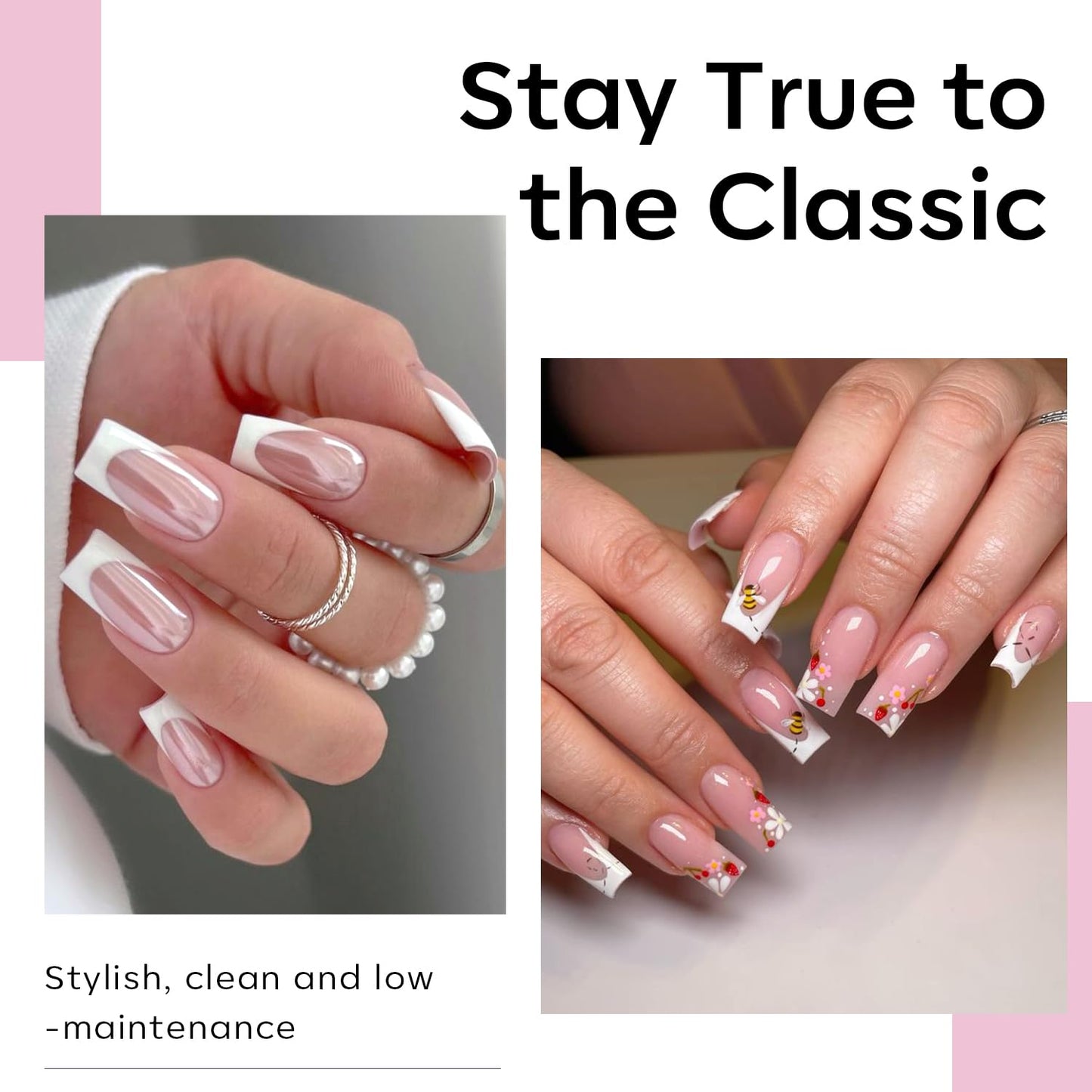 Modelones Medium Square Nail Tips - 510Pcs Fake Nails Gel Tips Pre-shaped Half Matte Full Cover Acrylic Gel Kit Press on Manicure Extension Art DIY Salon 15 Sizes