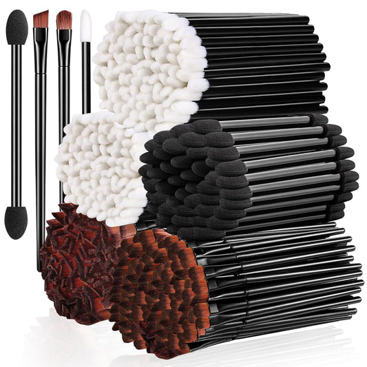 AUHOKY 250Pcs Disposable Eyebrow Brush Set,100 Angled/Round Eyebrow Brushes, 100 Lip Brushes, 50 Double-end Eyeshadow Brushes, Makeup Applicators Accessories Kit for Women Girl Face Beauty Cosmetic