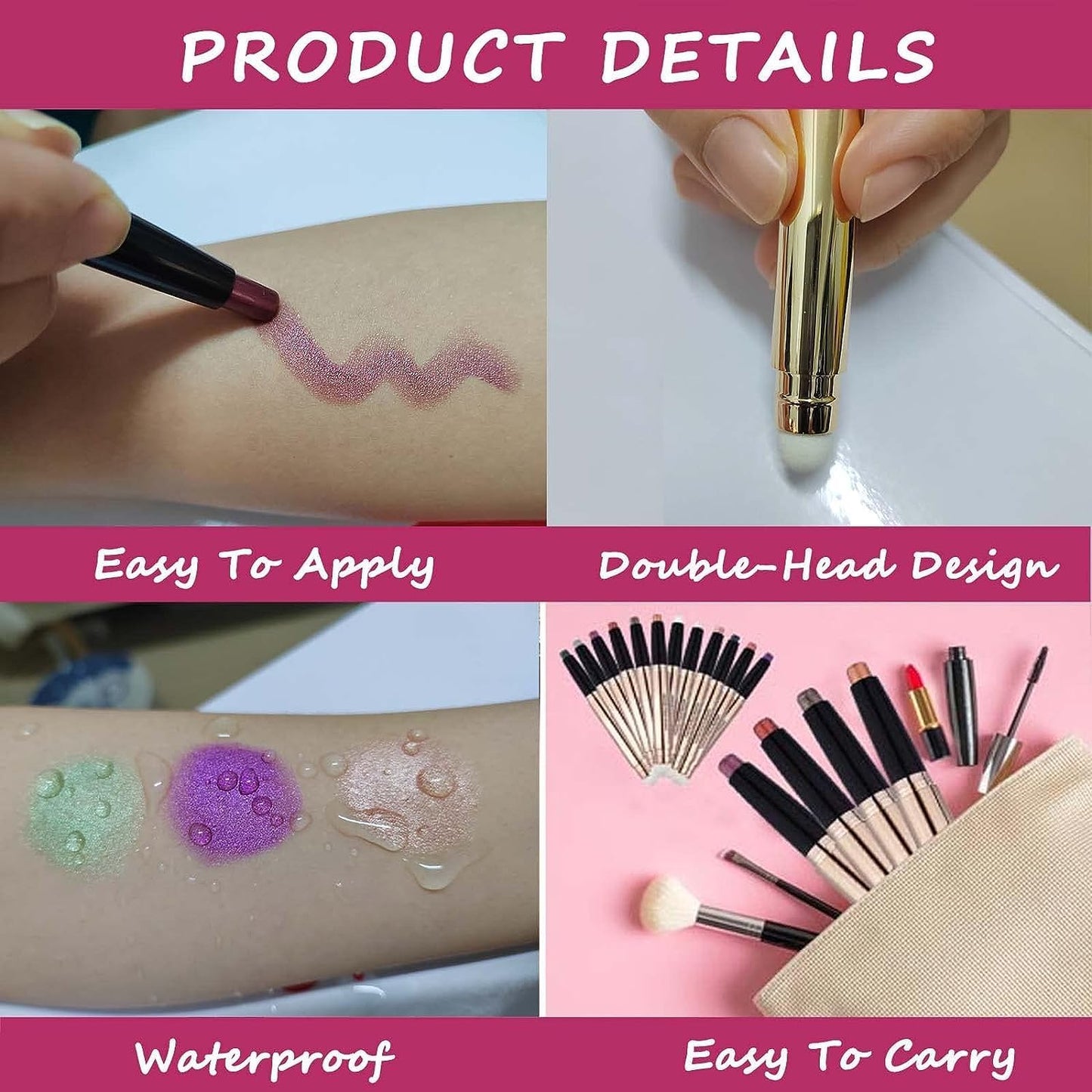 Moon Silver Eyeshadow Stick And Sponge Makeup Brush Cream Shimmer Smooth Shadow Pencil Eyeliner Long Lasting Waterproof Eye Shadow Highlighter Stick Hypoallergenic Multi-Dimensional Eyes Look ( # 10)