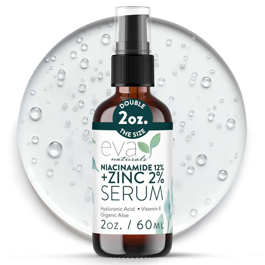 Eva Naturals Niacinamide 12% + Zinc Serum for Face – Dark Spot Remover, Pore Minimizer, Redness Relief, Hydrating Vitamin B3 with Botanical Hyaluronic Acid, Anti-Aging Facial Serum for Clear Skin