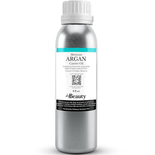 Bulk Argan Oil - 8 Fl Oz Large Size Bottle - Natural, Cold Pressed, 100 Percent Pure Argan Oil for Homemade Hair, Face and Skin Products - Light Aceite de Argan Carrier Oil