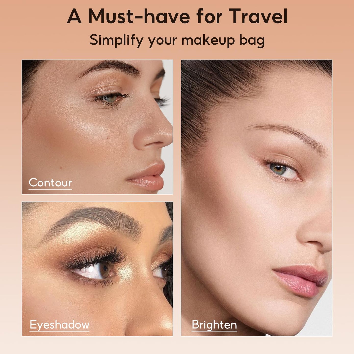 Highlight Contour Makeup Palette Effortless Blending Matte Shimmer Highlighter Palette and Bronzer Powder for Warm Toned Skin with Brush