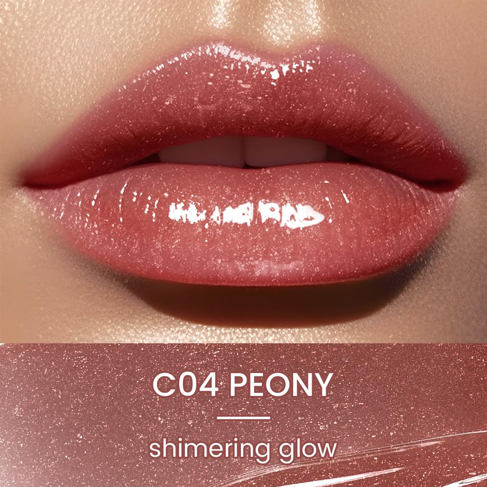 CATKIN Glossy Lip Balm Ultra Hydating Glow Lip Tinted Jelly Plump Melting Balm Shea Butter Repair Soothing For Dry Lips Dewy Finished 0.12 oz C04 PEONY
