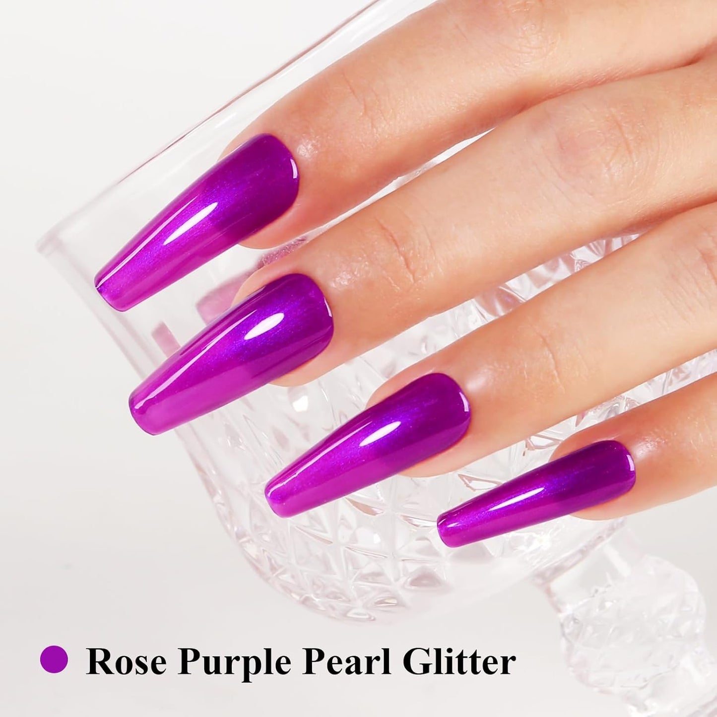 Imtiti Pearl Gel Nail Polish, Rose Purple Glitter Pearl Gel Polish Diamond Shimmer Sparkle Soak Off UV LED Nail Gel Polish Autumn Winter Gel Polish Manicure Gel Nail Kit 10ML
