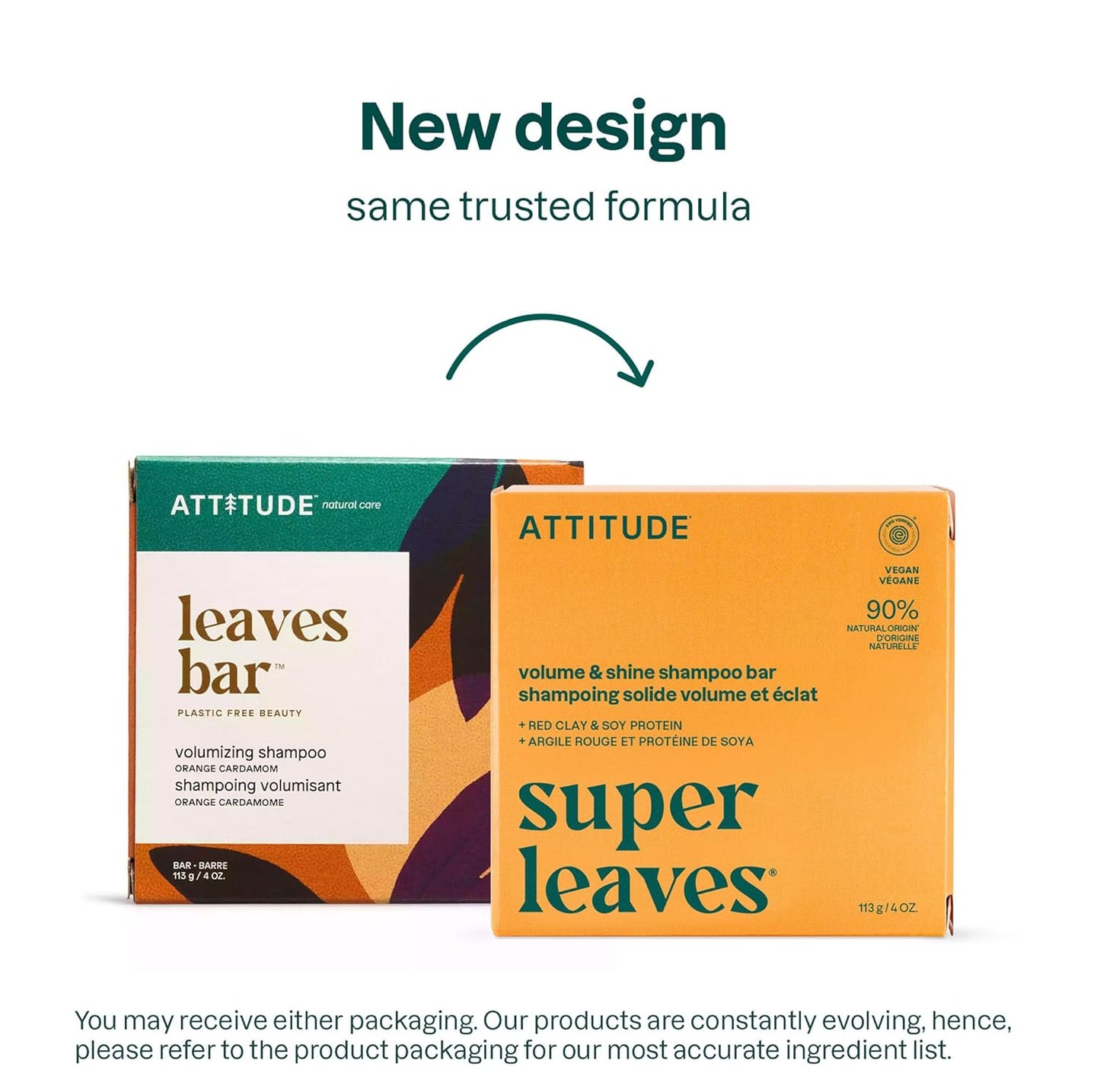 ATTITUDE Volume & Shine Shampoo Bar, Natural Origin, for Thin and Flat Hair, Soy Protein & Red Clay, EWG Verified & Clean Ingredients, Vegan, Orange Blossom & Eucalyptus, 4 Oz