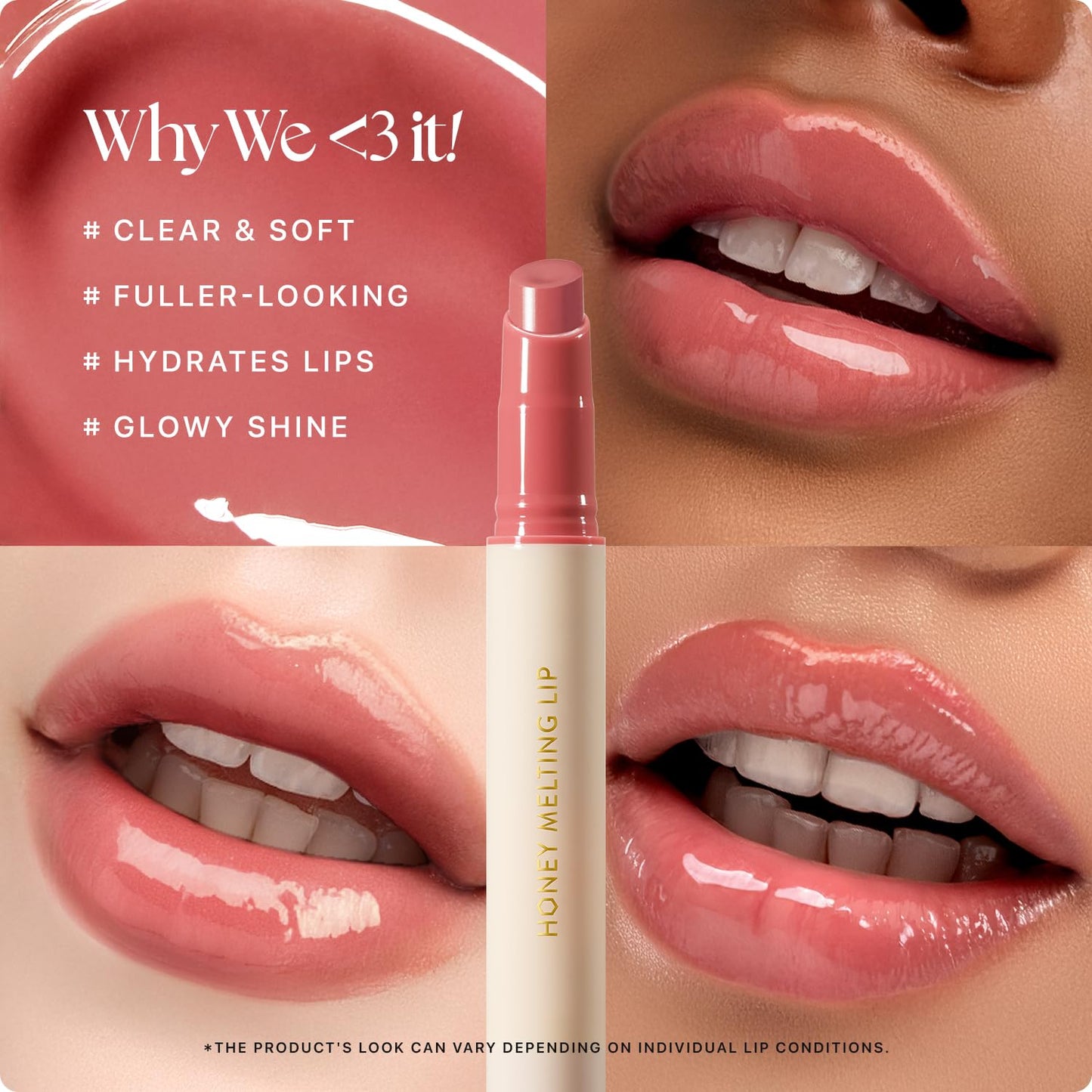 Nature Republic HONEY MELTING LIP (07 LYCHEE) SOFT LIP STICK, Hydrating Gloss, Moisturizing balms, Sheer tint, Shine & Glowy Finish, korean make up