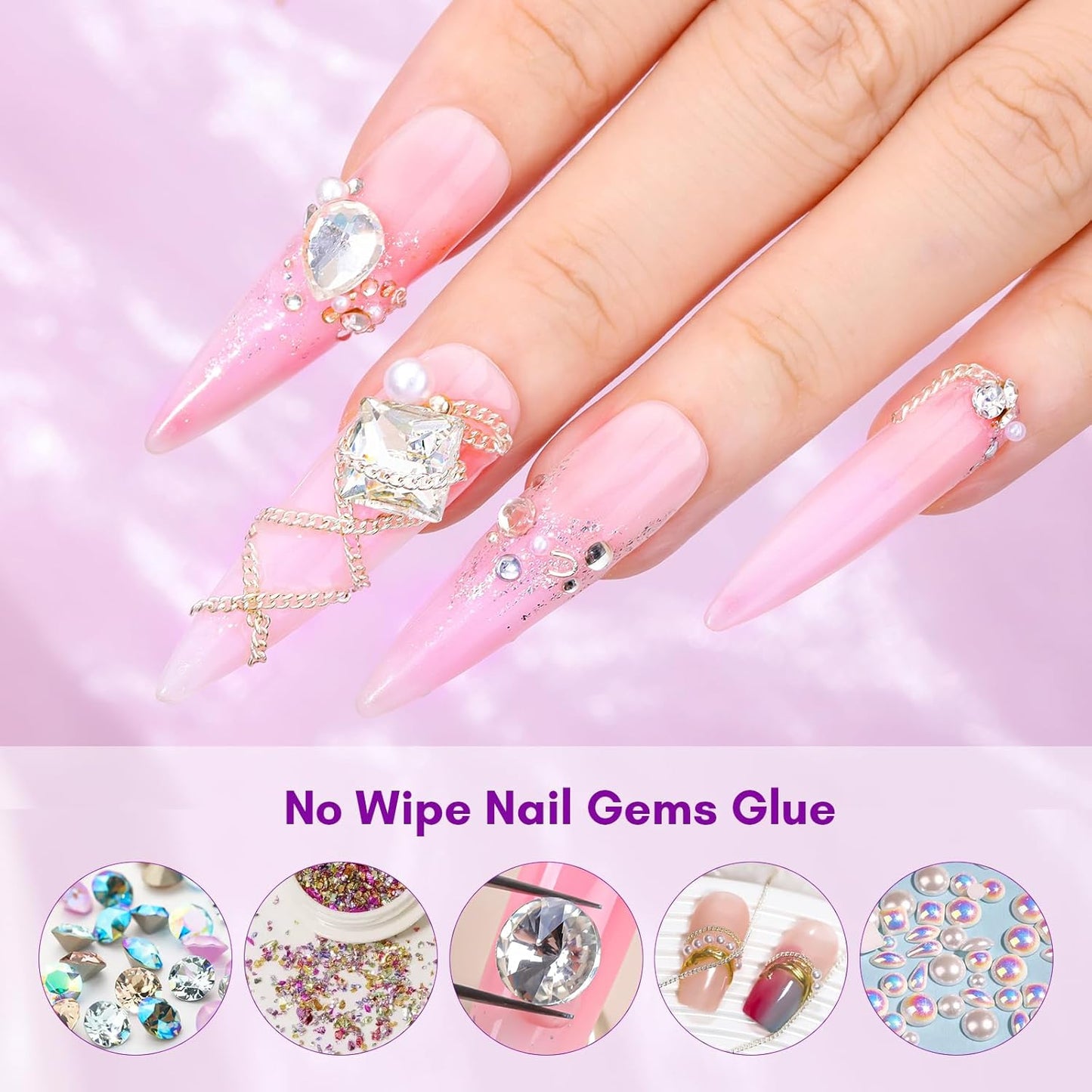 Makartt Rhinestone Glue for Nails 12PCS 30ML, Super Strong Gel Adhesive for Nail Salon, 3D Nail Art, Gem Jewelry & Nail Charm Decoration