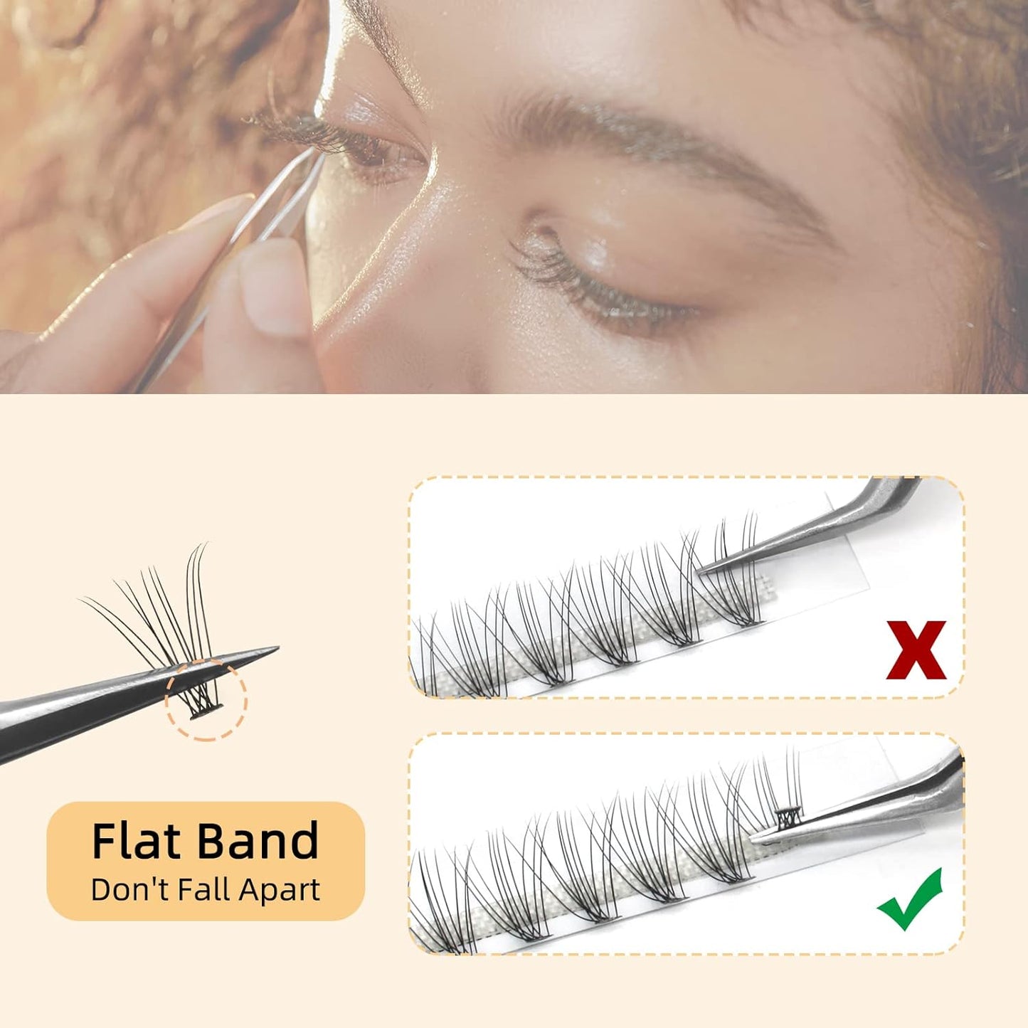 QUEWEL Lash Clusters 240Pcs Cluster Lashes 10D 0.10C Curl 12mm Individual Lashes Soft&Comfortable DIY Eyelash Extension at Home(10D 0.10C 12)
