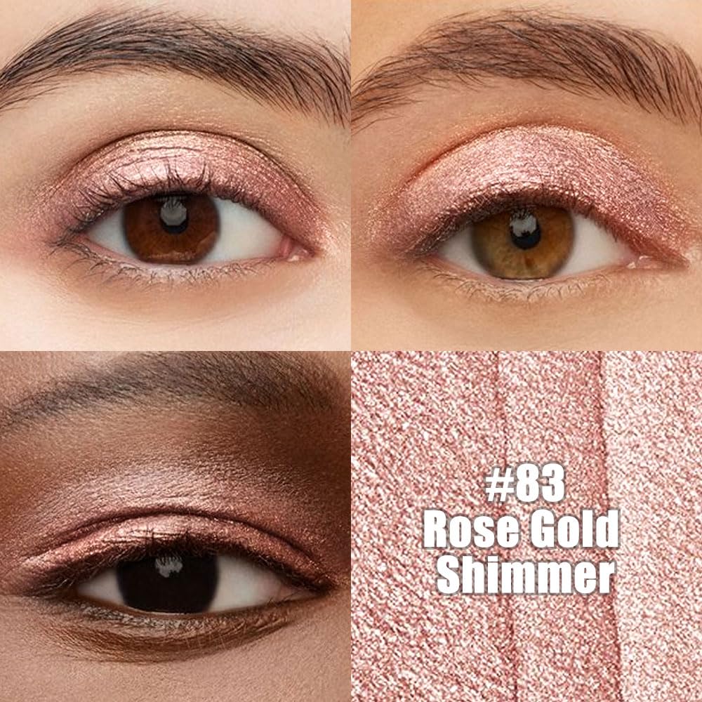 Kaely Cream Eye Shadow Sticks, Rose Gold Shimmer Eyeliner Pencil Eyeshadow Palette Makeup, Eye Highlighter Brightener Stick for Older Women Waterproof Pigmented, sombras para ojos, New-83