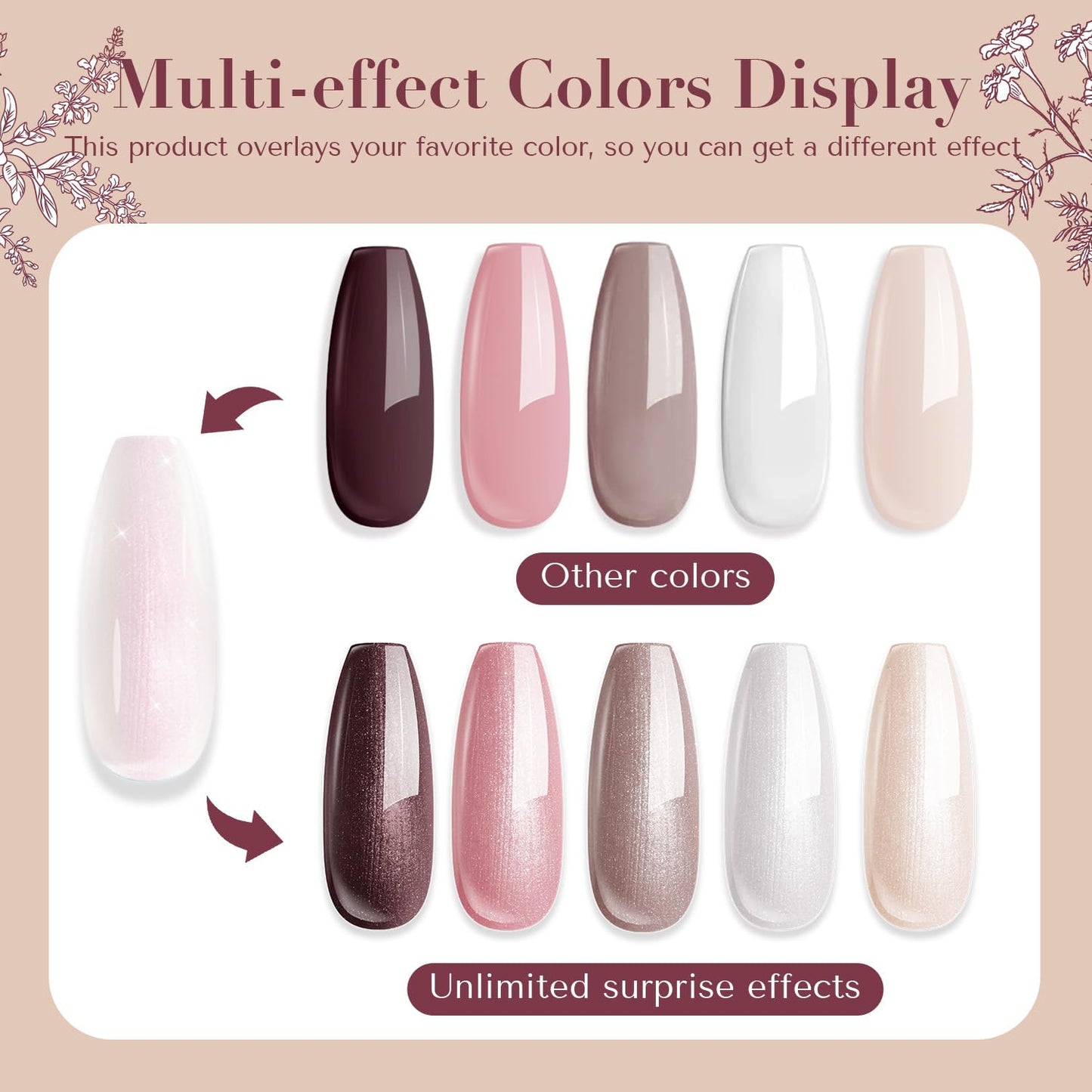AZUREBEAUTY Nail Polish Set Vegan 4 Colors Fall Winter Brown Pink Glitter Nail Polish Quick Dry Natural Nail Lacquer Fingernail Strengthening Treatment Kit with Top Coat DIY