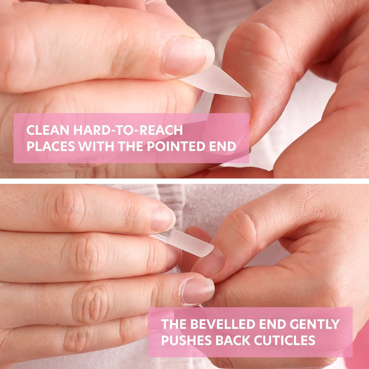 BONA FIDE BEAUTY Glass Cuticle Pusher - Dual Ended Manicure Stick - Premium Czech Tools