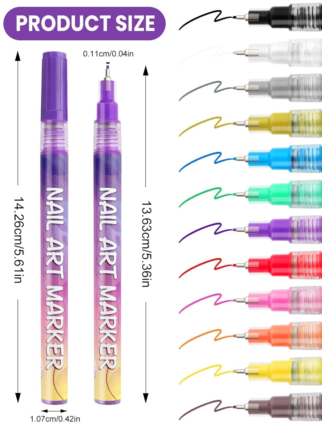 12 Color Acrylic paint pen Set, Kalolary Nail Polish Pens Nail Point Graffiti Dotting Pen Drawing Painting Liner Brush for DIY Nail Art Beauty Adorn Manicure Tools