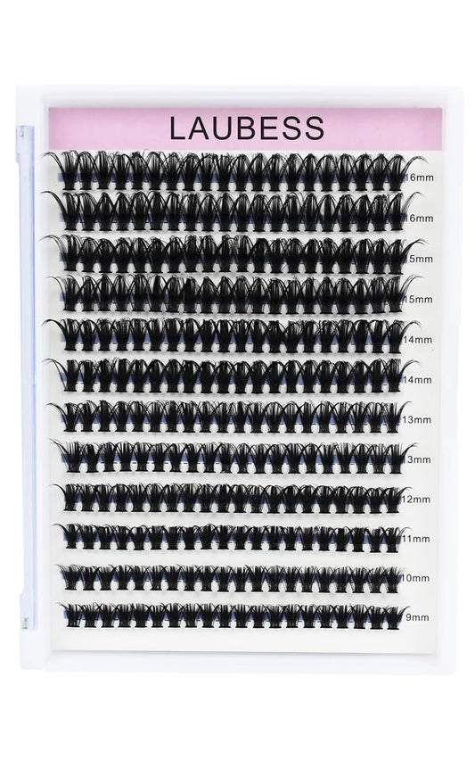 Lash Clusters LAUBESS Individual Lashes Waterproof Eyelash Clusters Mixed Tray Cluster Eyelash Extensions Soft Cluster Lashes for Beginners (50D-D-M14-18)