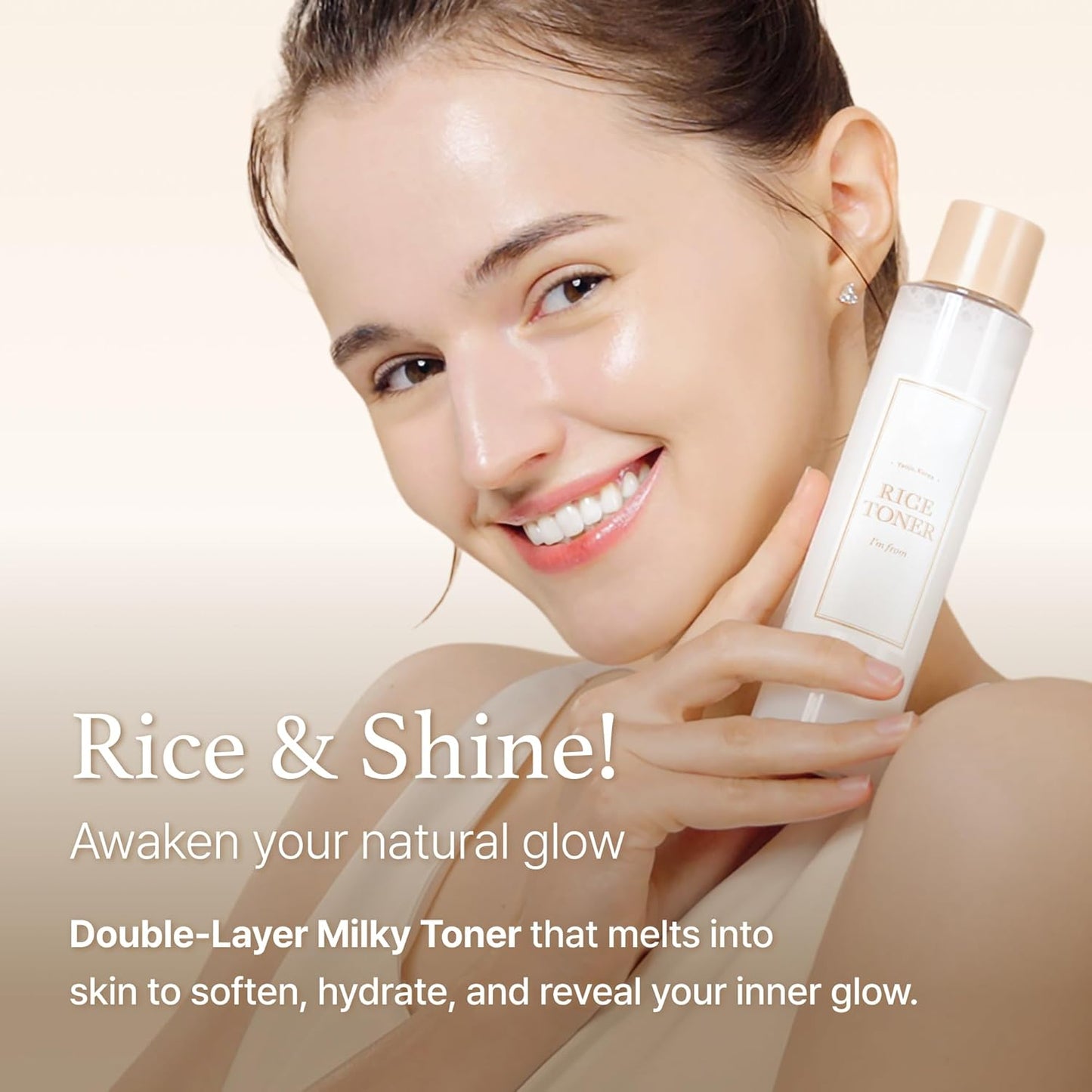 I'm from Rice Toner for Sensitive Skin, Rice Extract from Korea, Glow Essence with Niacinamide, Hydrating, Vegan, Alcohol Free, Fragrance Free, Peta Approved, K Beauty Toner, 5.07 Fl Oz
