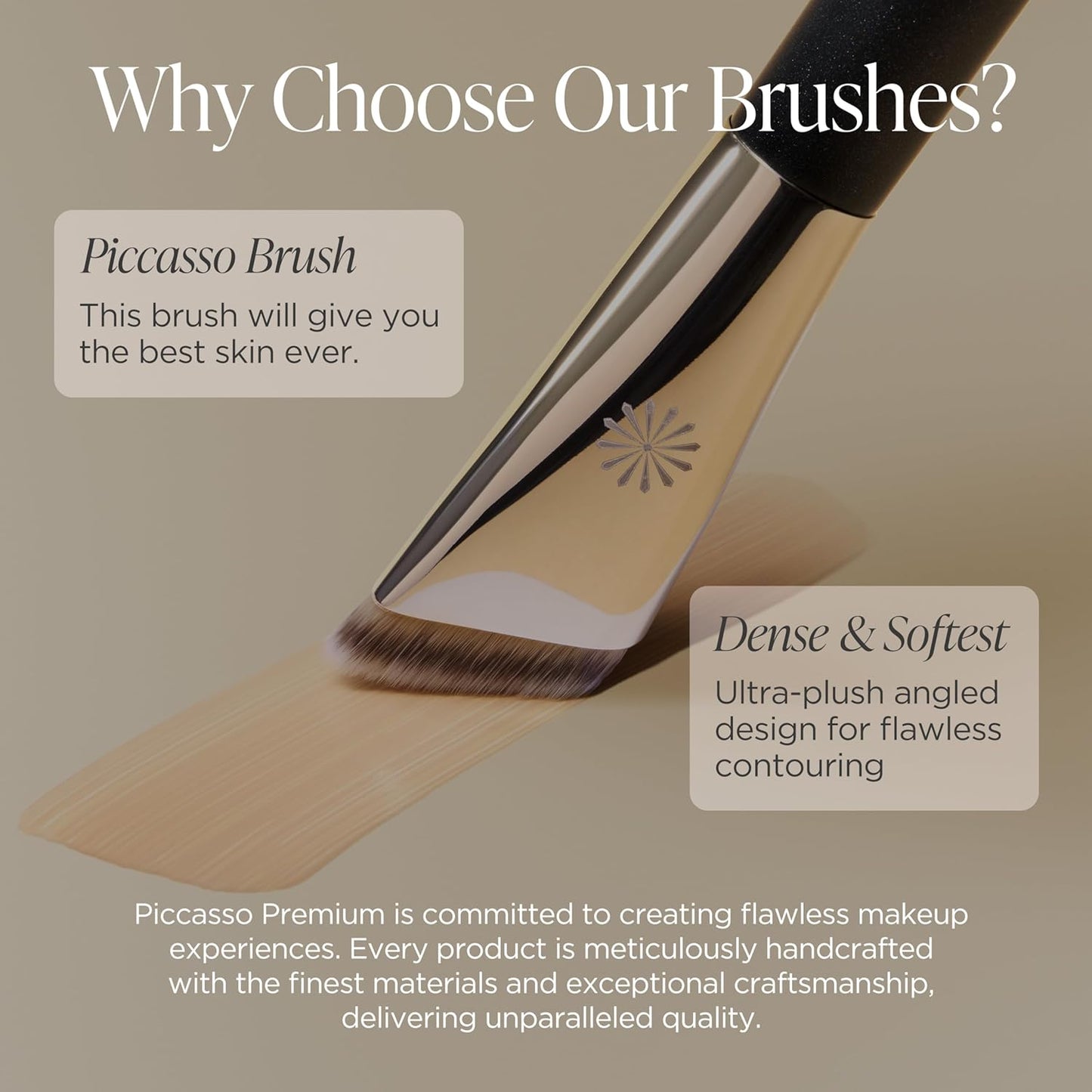 Piccasso FB33 Foundation Brush – Tapping Cover Brush for Liquid & Cream Foundation, Fills Pores with Soft Bristles for Smooth and Flawless Face Makeup, Professional Korean Beauty Tool
