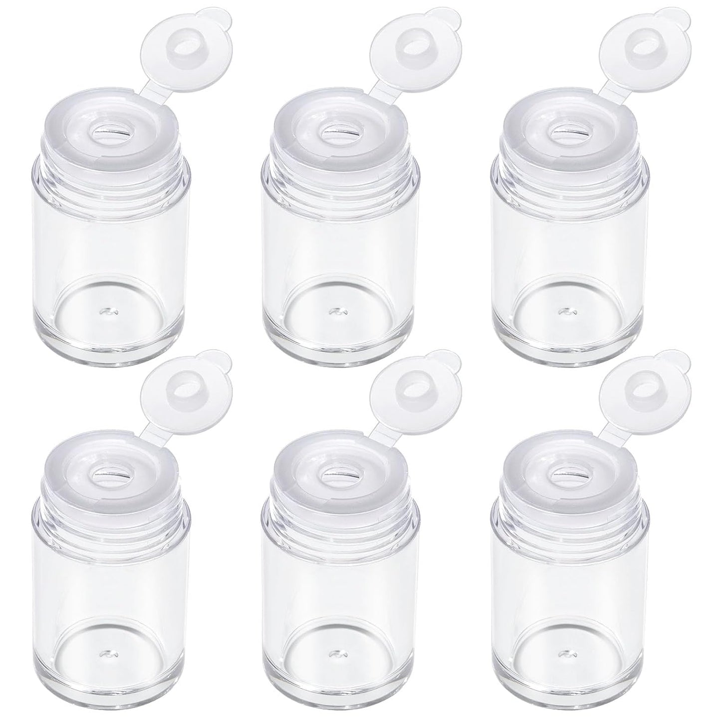 RAYNAG 6 Pieces Mini Empty Loose Powder Bottle, Travel Size Glitter Containers Eye Shadow Powder Shaker Bottle with Sifter and Lids (Single hole)