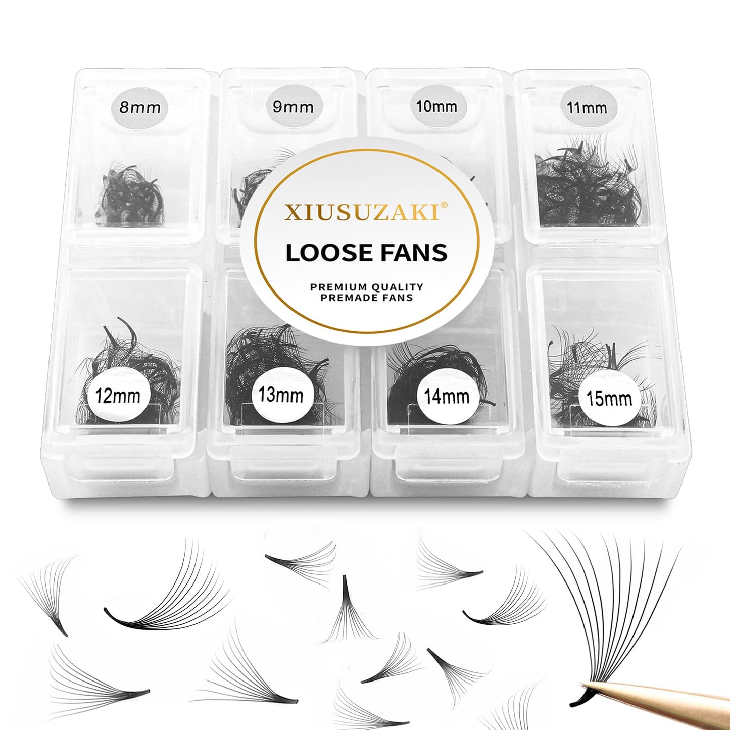 Premade Fans Eyelash Extensions 600 Fans 14D Volume Lash Extensions 0.05 Thickness Eyelash Extension D Curl Premade Lash Fans Mix 8-15mm Fluffy Soft Handmade Loose Fan(600Fans-14D-0.05-D,8-15mm)