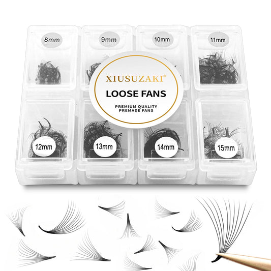 Premade Fans Eyelash Extensions - 600 Fans, 7D Lashes, 0.07mm Thickness, D Curl Mix, 8-15mm