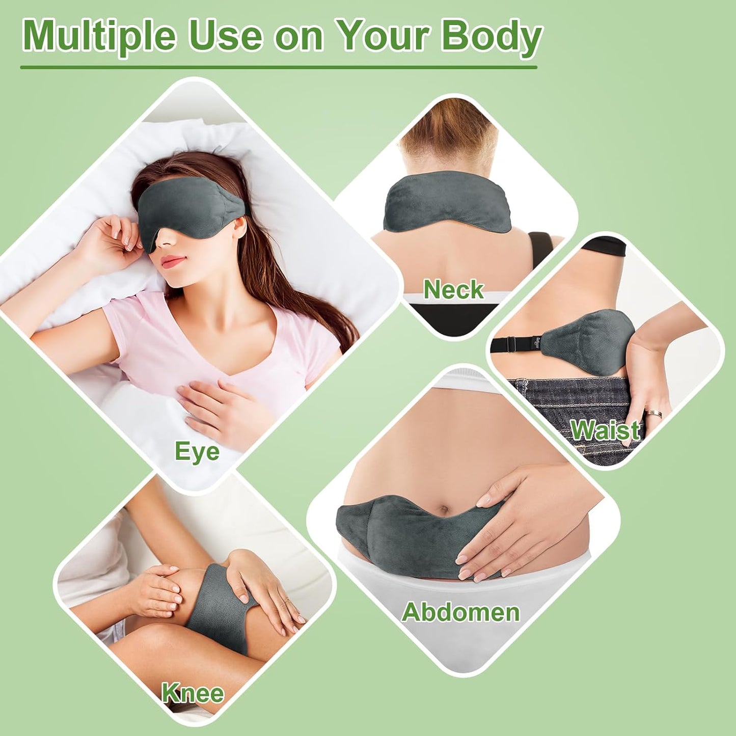 Weighted Eye Mask for Sleeping, Soft Heated Eye Mask, Moist Heat Warm Compress for Eyes, Natural Flaxseeds Microwave Reusable Sleep Mask, Must Haves for Women Spa, Home, Office (Grey)