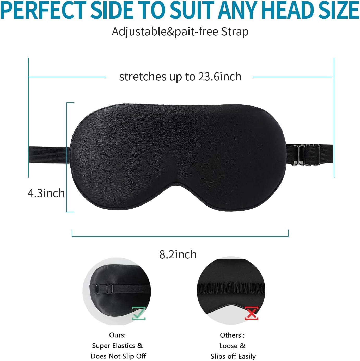 2-Pack 100% Real Natural Silk Eye Mask, Silk Sleeping Mask, Shade Puffy Eye Gift with Adjustable Straps, Sleep Eye Mask, SHJINJU Eye Mask Shade (Black and Light Grey)