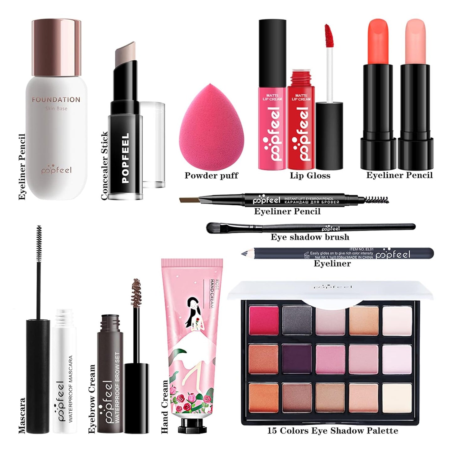 All-in-One Makeup Gift Set Carry All Makeup Kit Women Full Kit With Makeup Bag Lipgloss Lipstick Concealer Blush Foundation Face Powder Eyeshadow Palette Cosmetic Palette #2