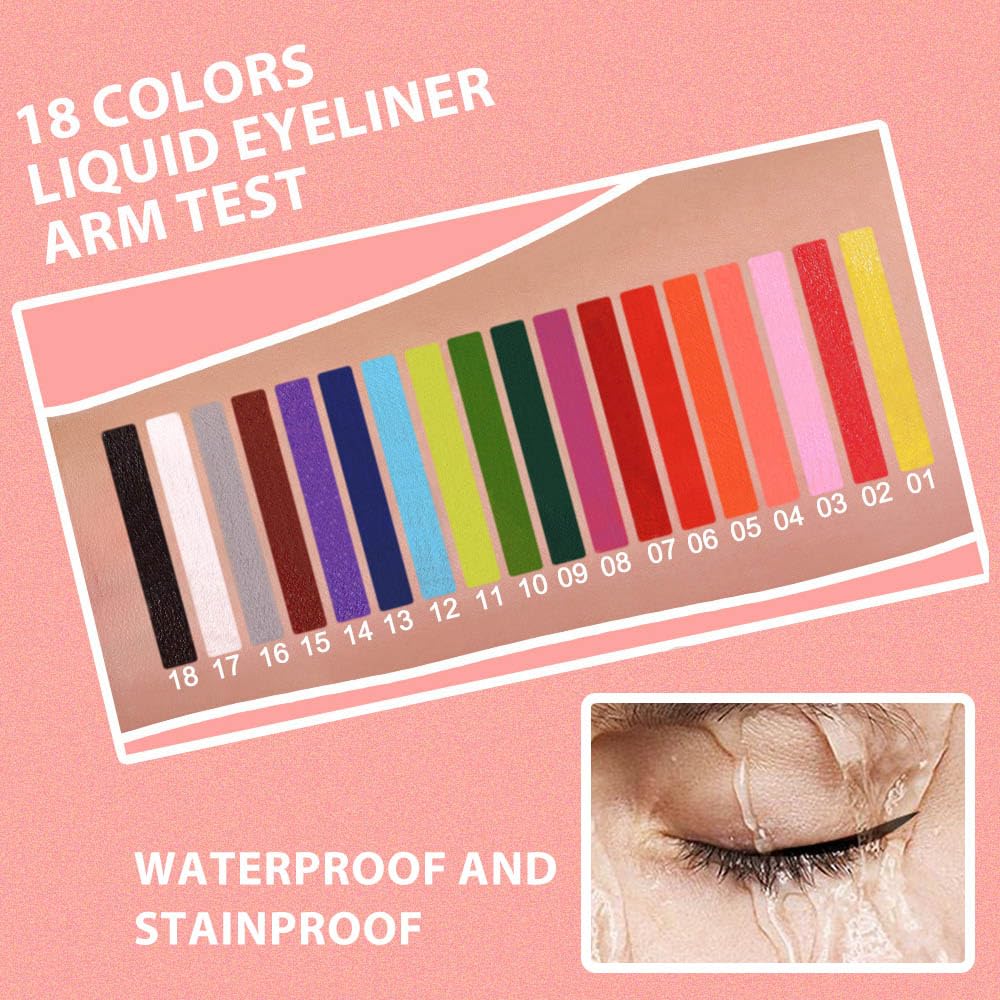 evpct 1Pcs Pink Liquid Eyeliner Makeup Waterproof Pink Eye Liners for Women, Eyes Wing Eyeliner Stamps Shapes Colored Eyeliner delineador de ojos a prueba de agua contra el agua blanco para ojos