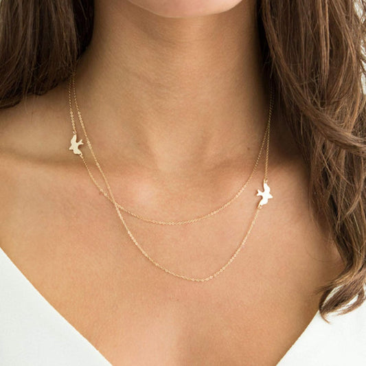 Fashion Layered Necklace Peace Dove Necklace Jewelry for Women and Girls