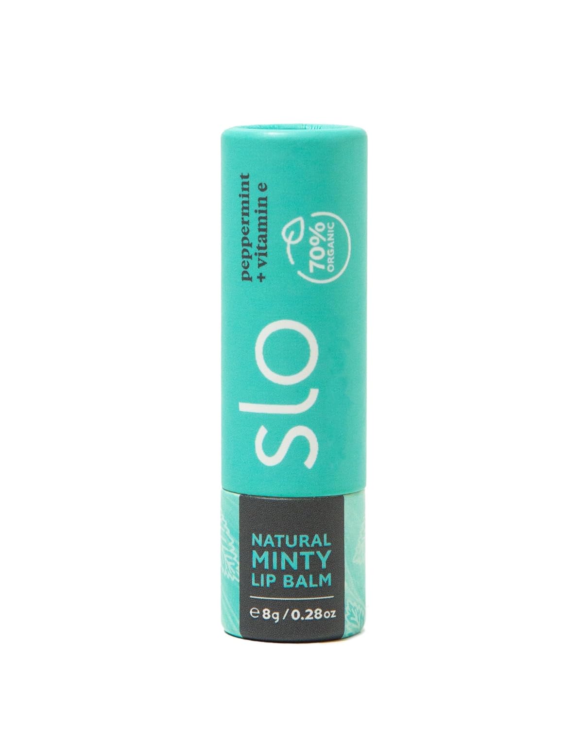 Slo | Natural Lip Balm - All Natural Ingredients, Vegan & Cruelty Free, Hydrating & Soothing, Plastic Free, Paper Packaging | Peppermint + Vitamin E, 0.28oz